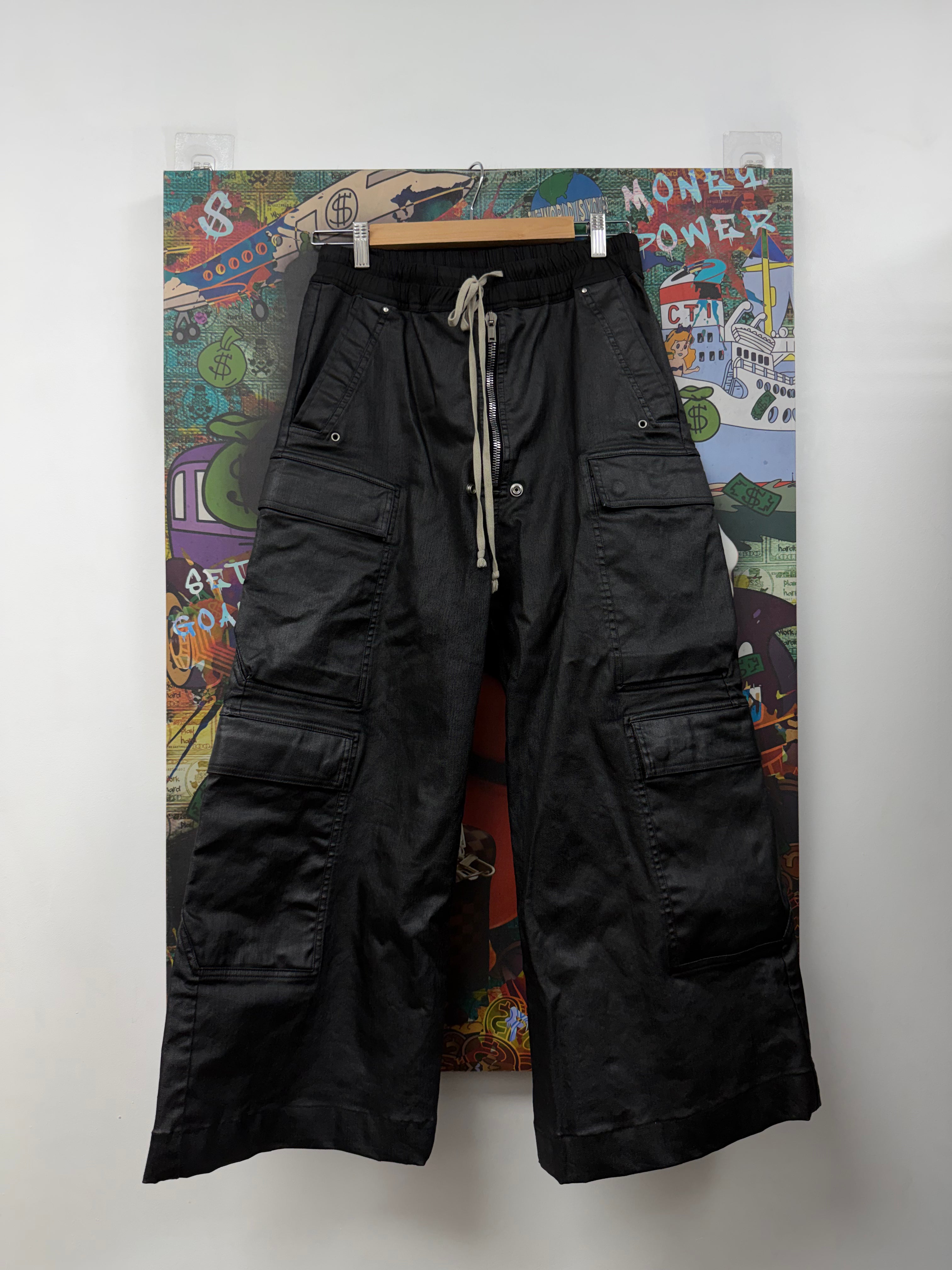 Rick Owens Black Wax Cargobela (48) (Altered Short) Cargo Pants