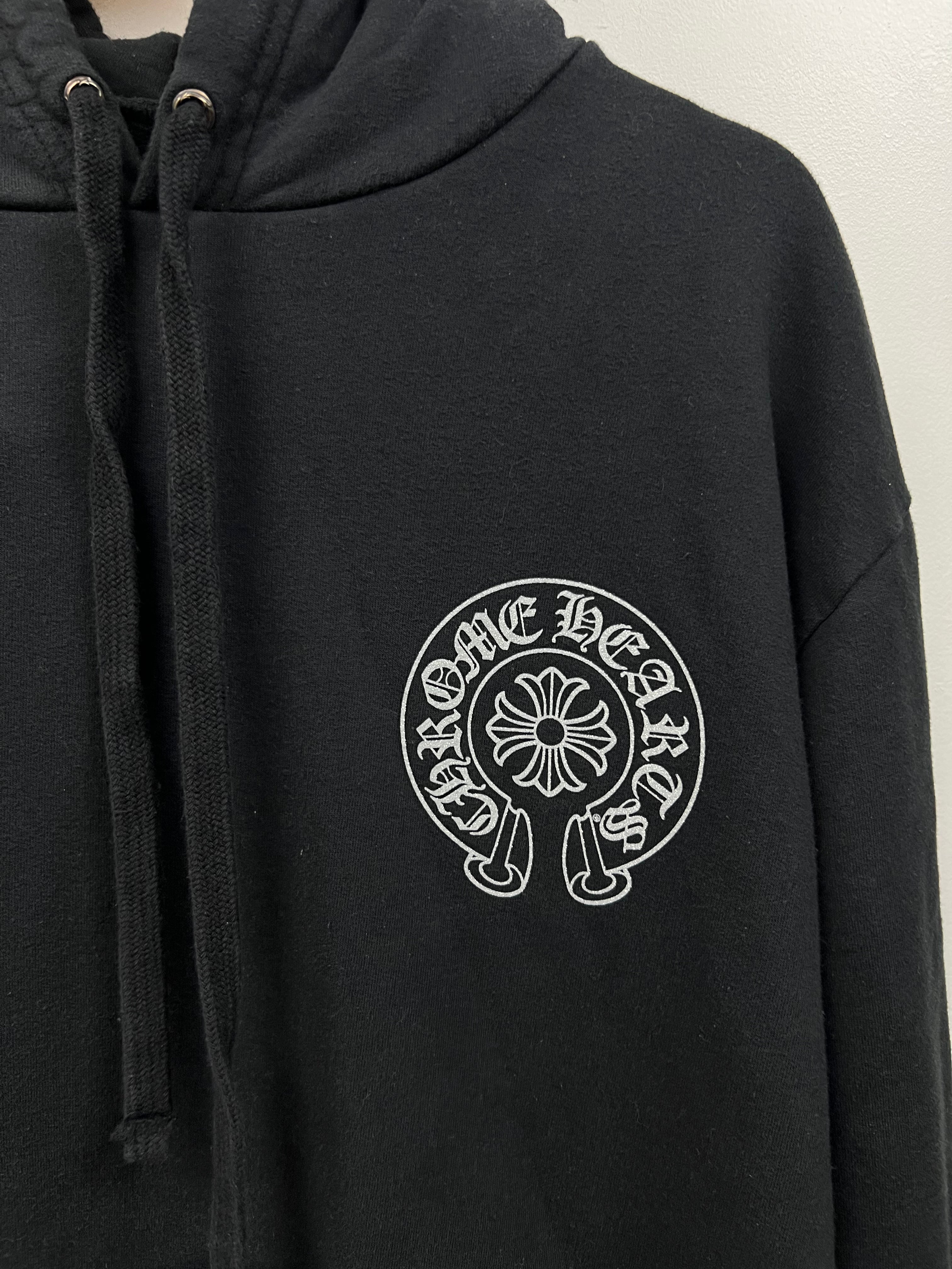 Chrome Hearts Black Silver Online Glitter Horseshoe Hoodie