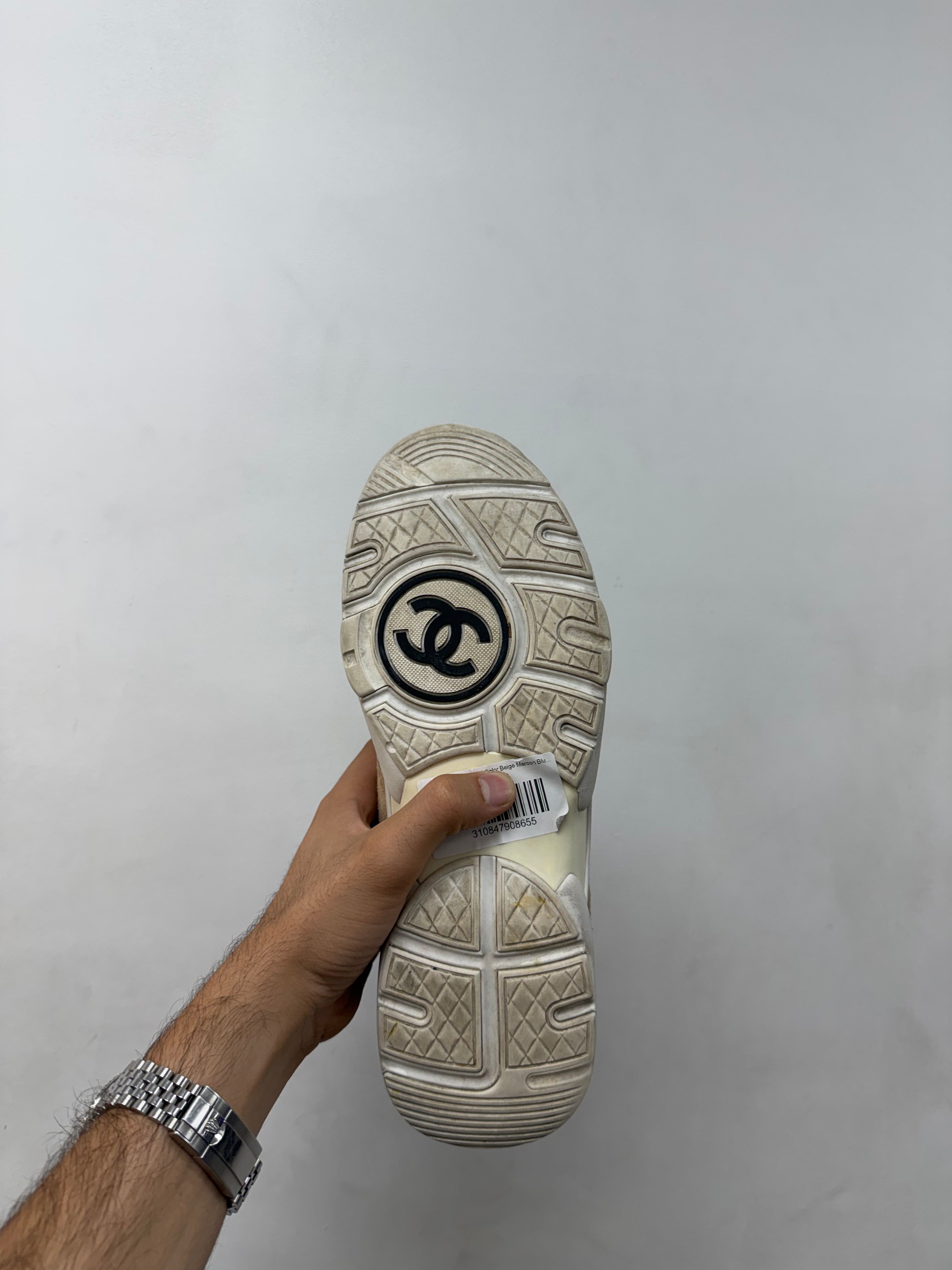Chanel Stepper Multi Color Beige Maroon Blue Used 42 (US 9) No Box