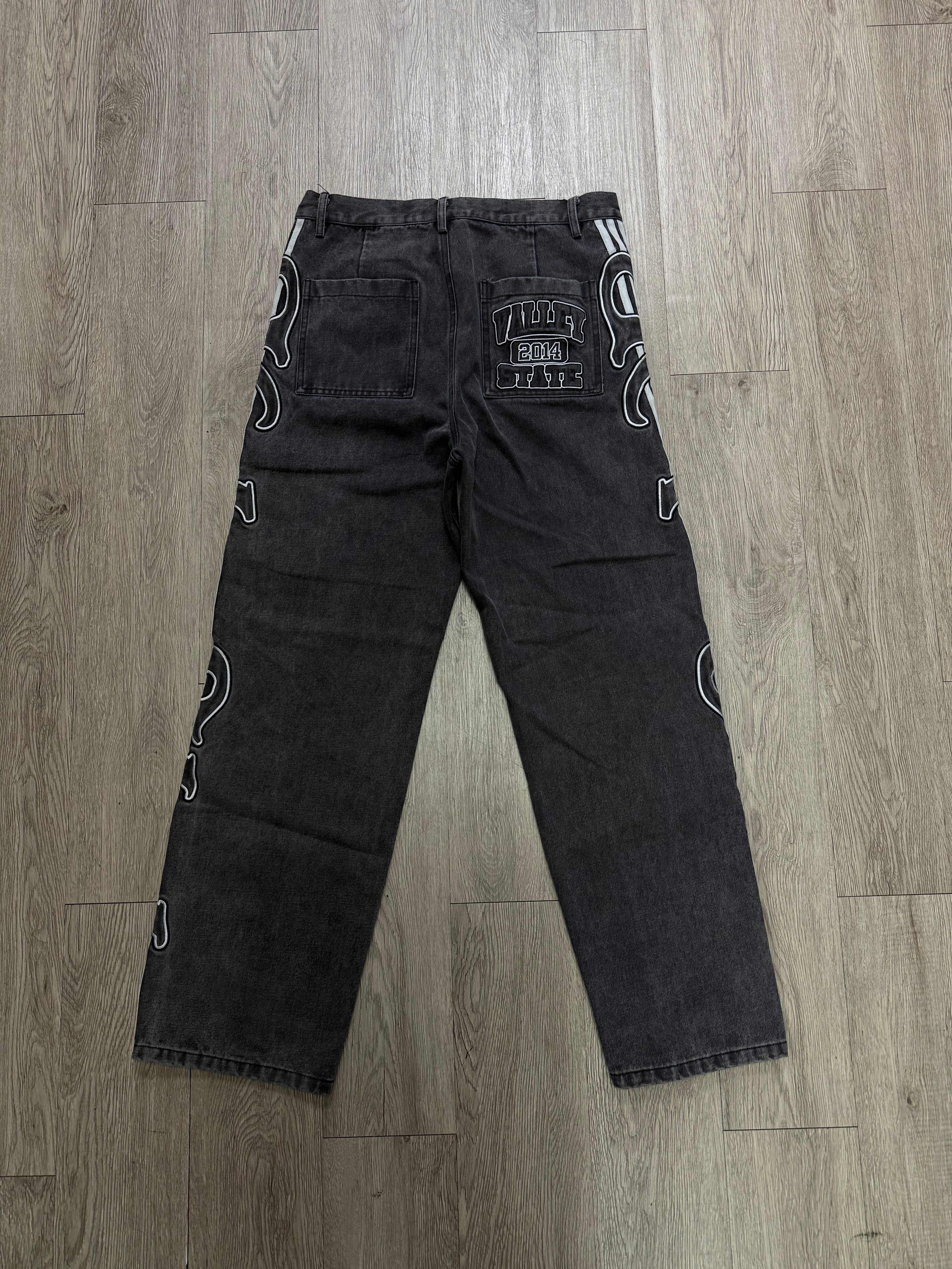Vale Black Wash Striped Jeans
