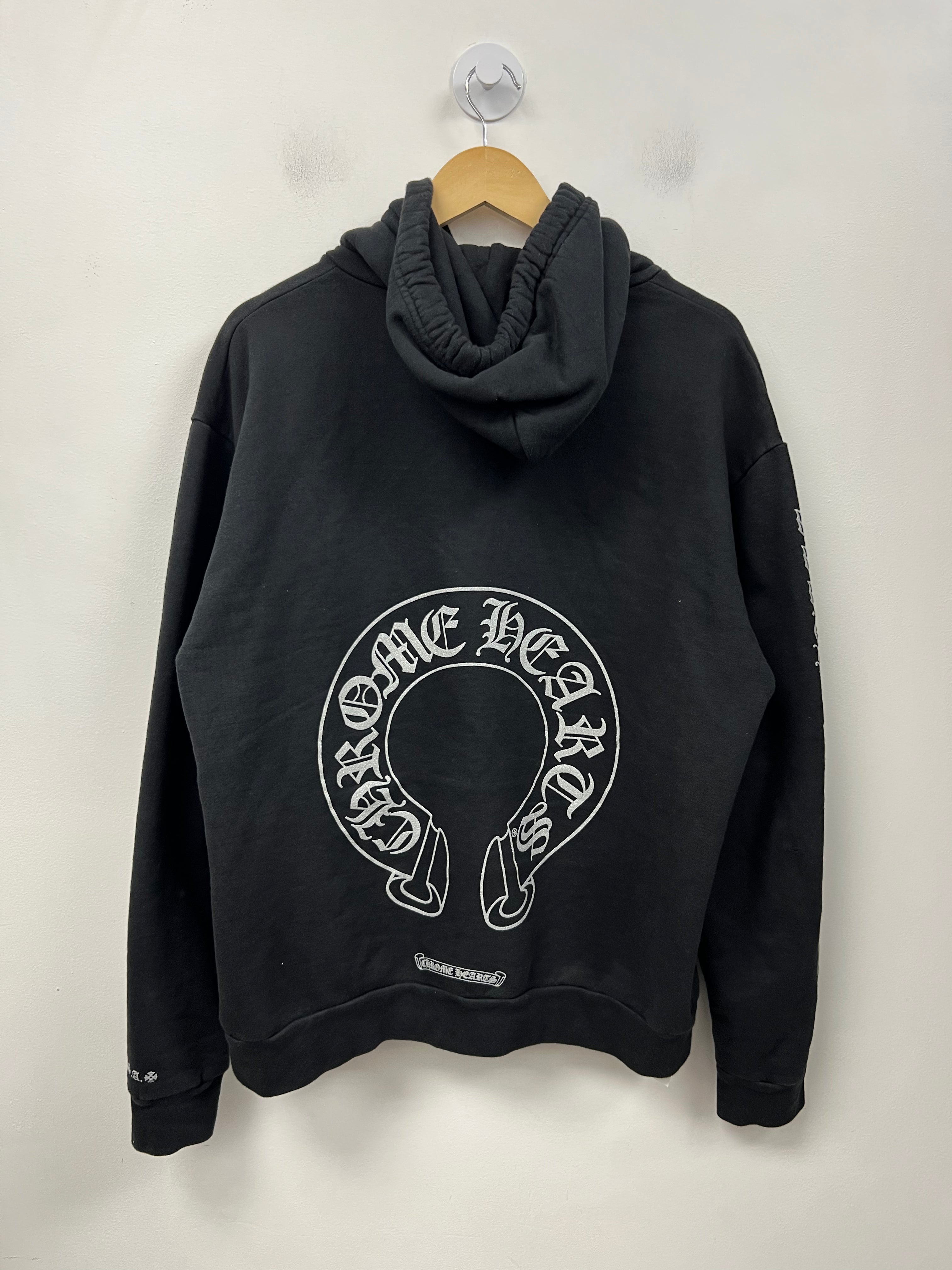 Chrome Hearts Black Silver Online Glitter Horseshoe Hoodie