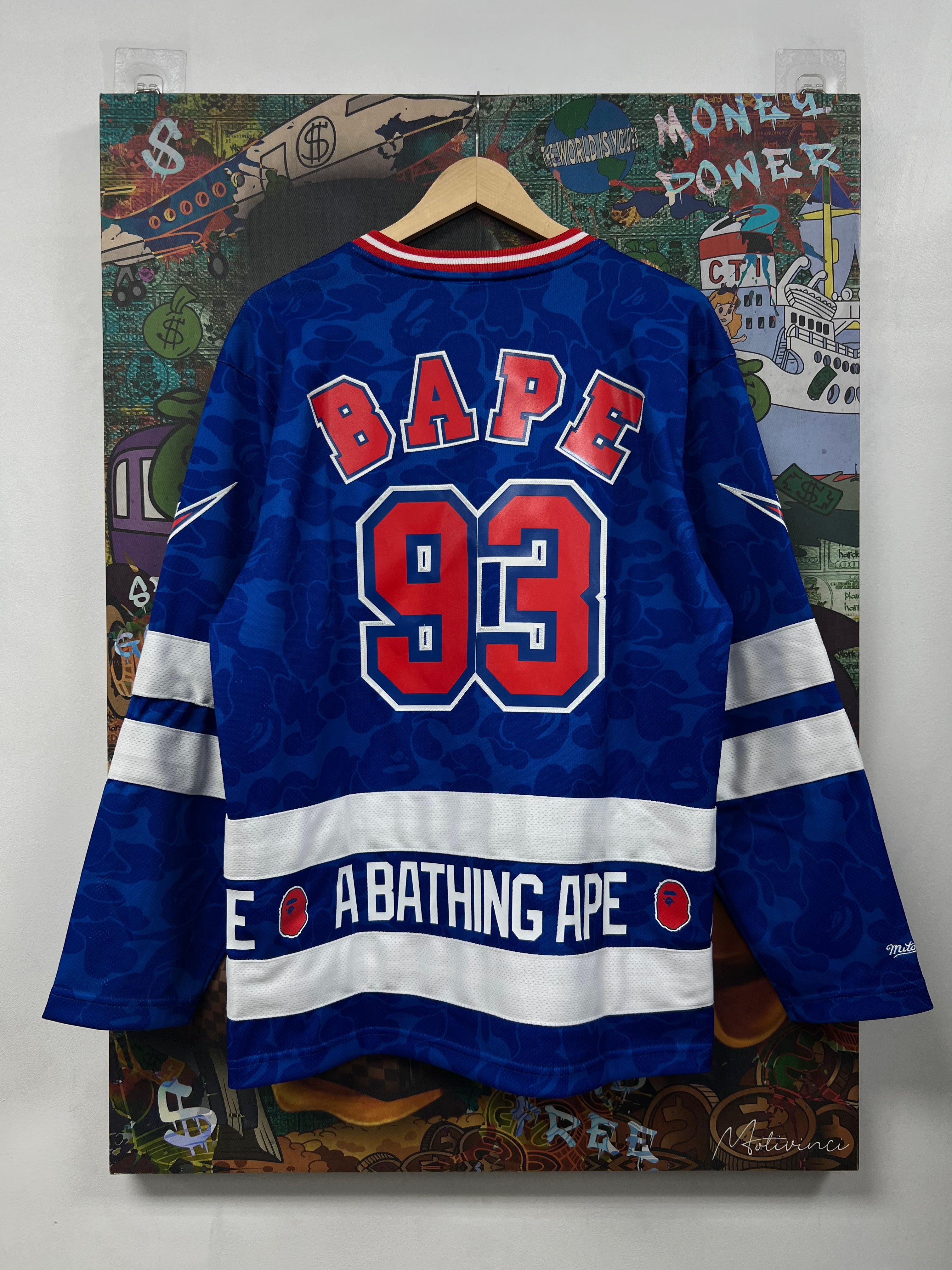 BAPE Blue Red Rangers Hockey Jersey