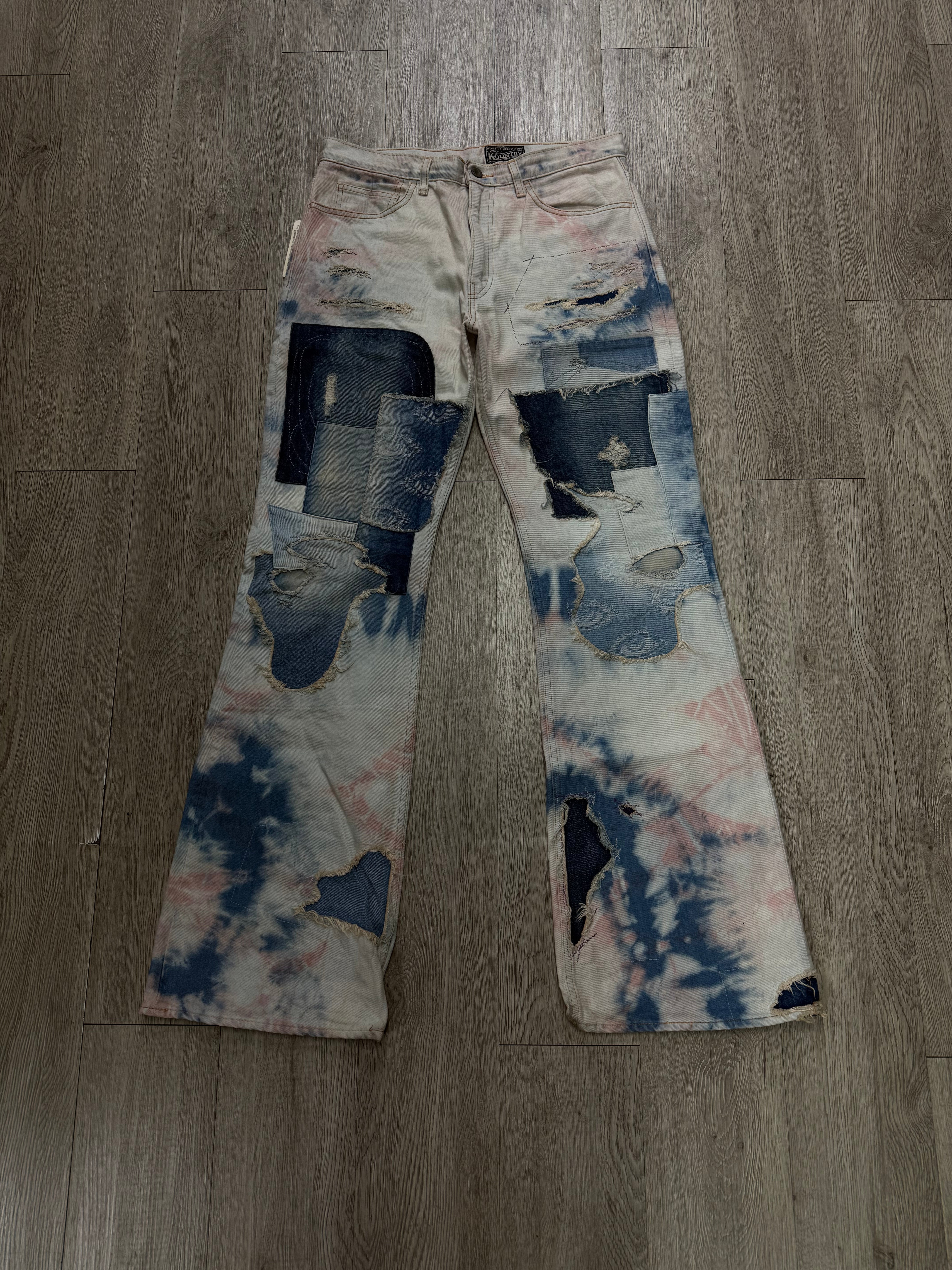 Kapital Tie Dye Baggy Flared Jeans