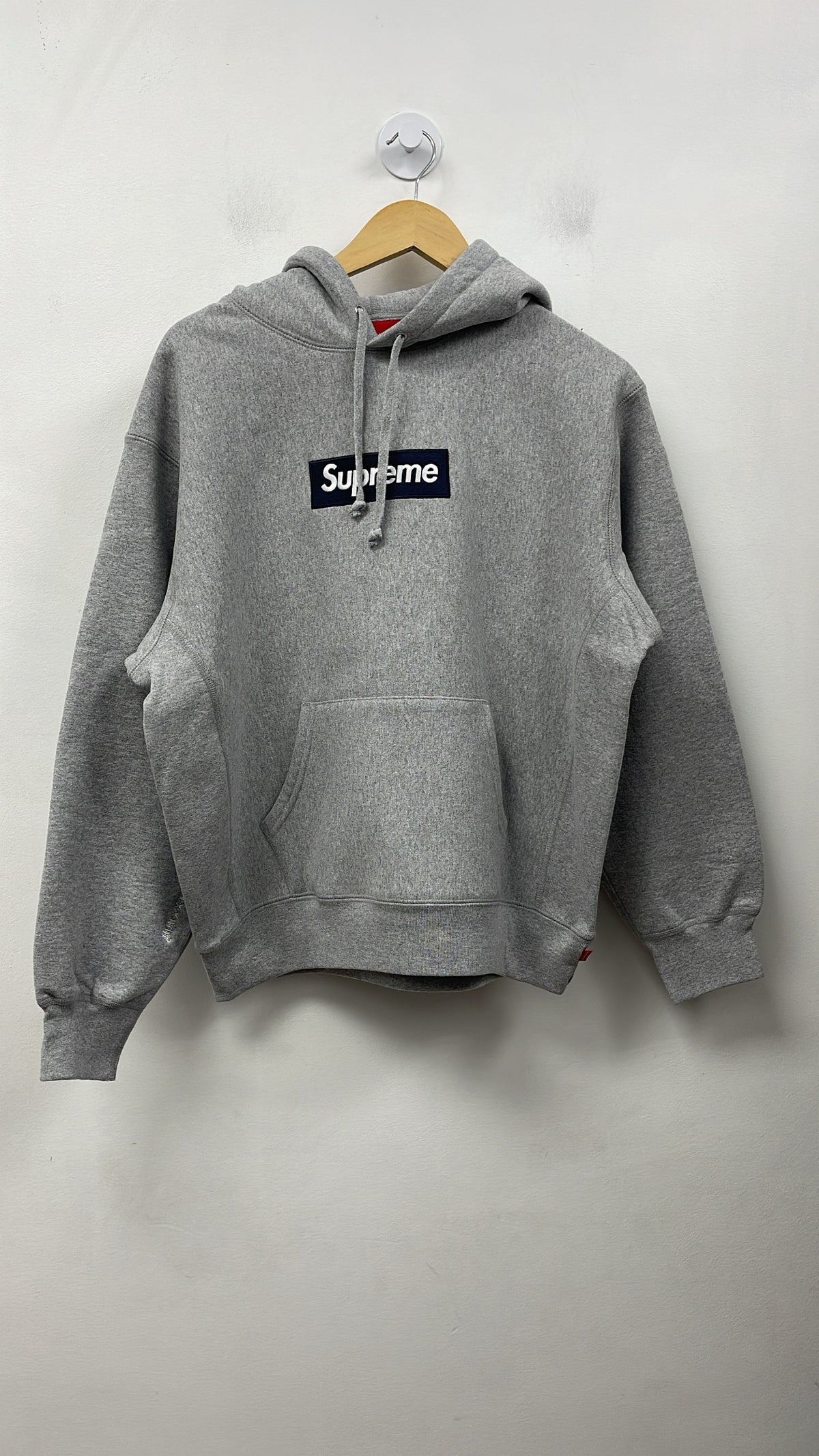 Supreme Grey Navy Box Logo Hoodie