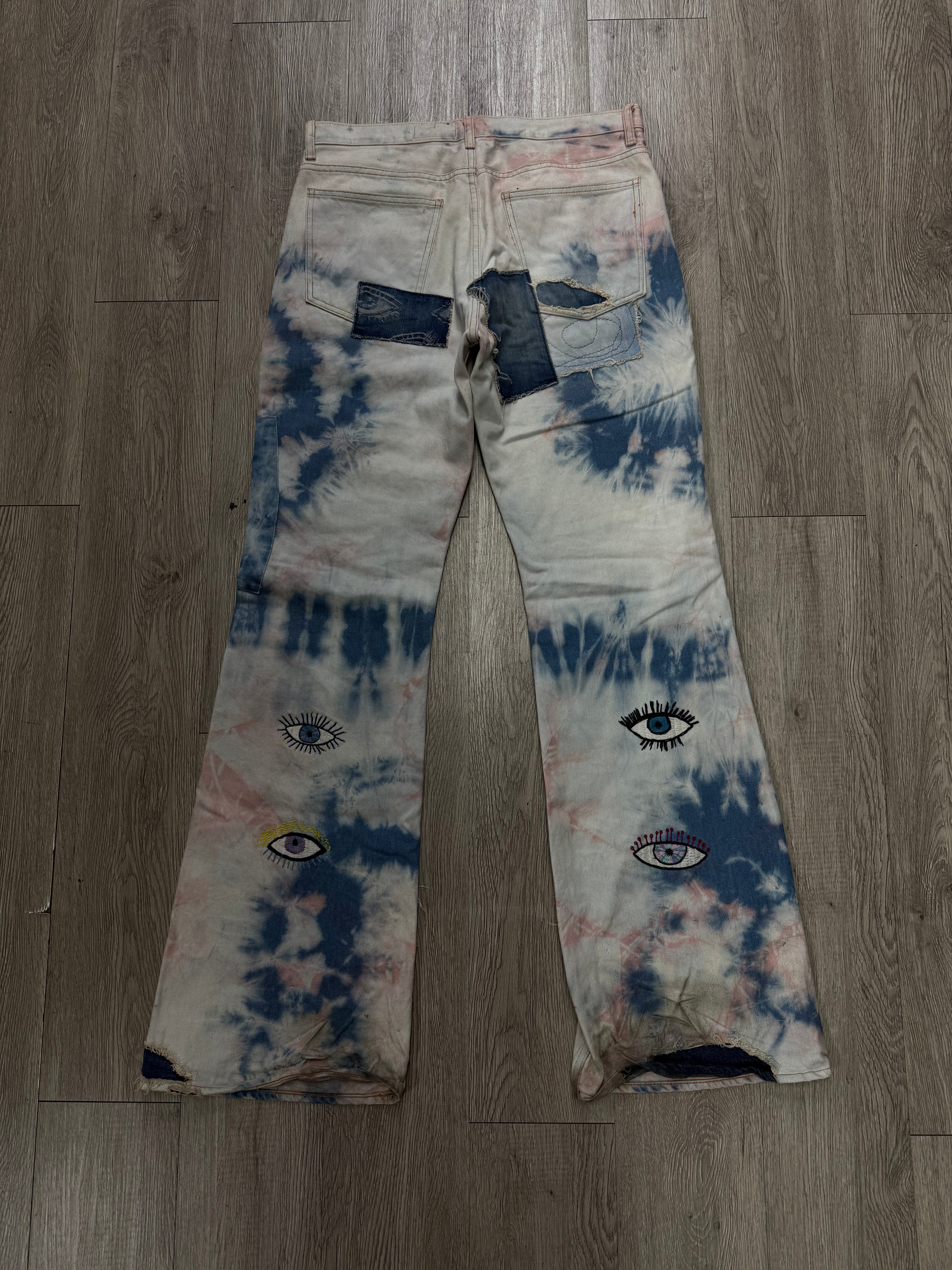 Kapital Tie Dye Baggy Flared Jeans
