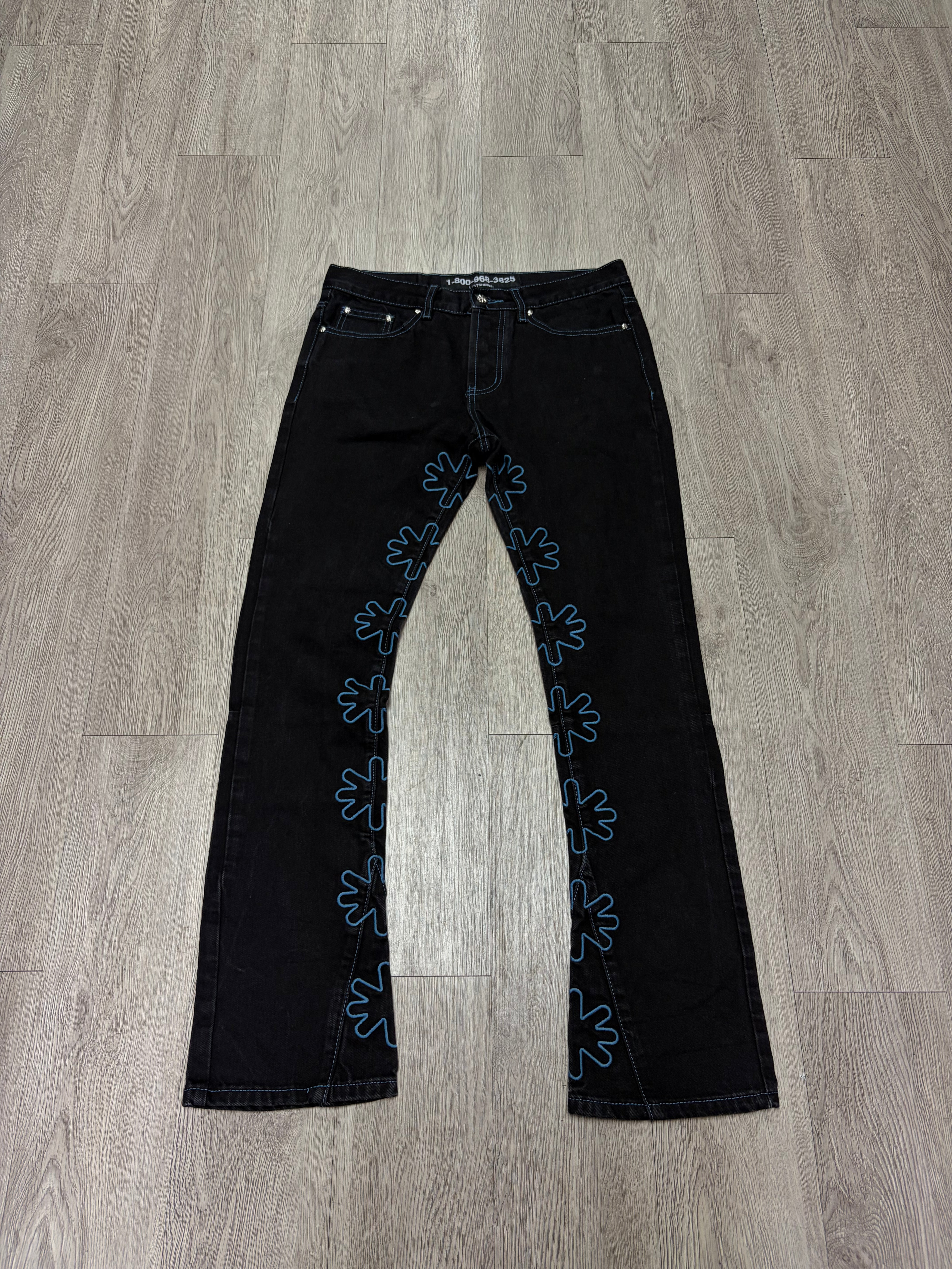 LOST SHDWS Black Wash Blue Outline Jeans