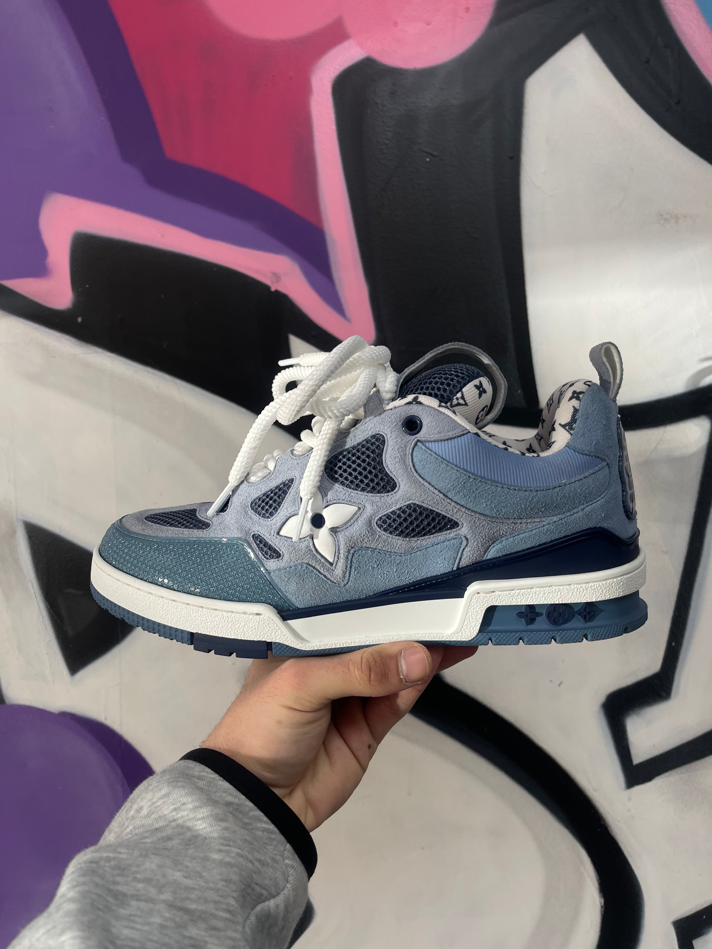 Louis Vuitton Navy Baby Blue Suede Skate Sneakers