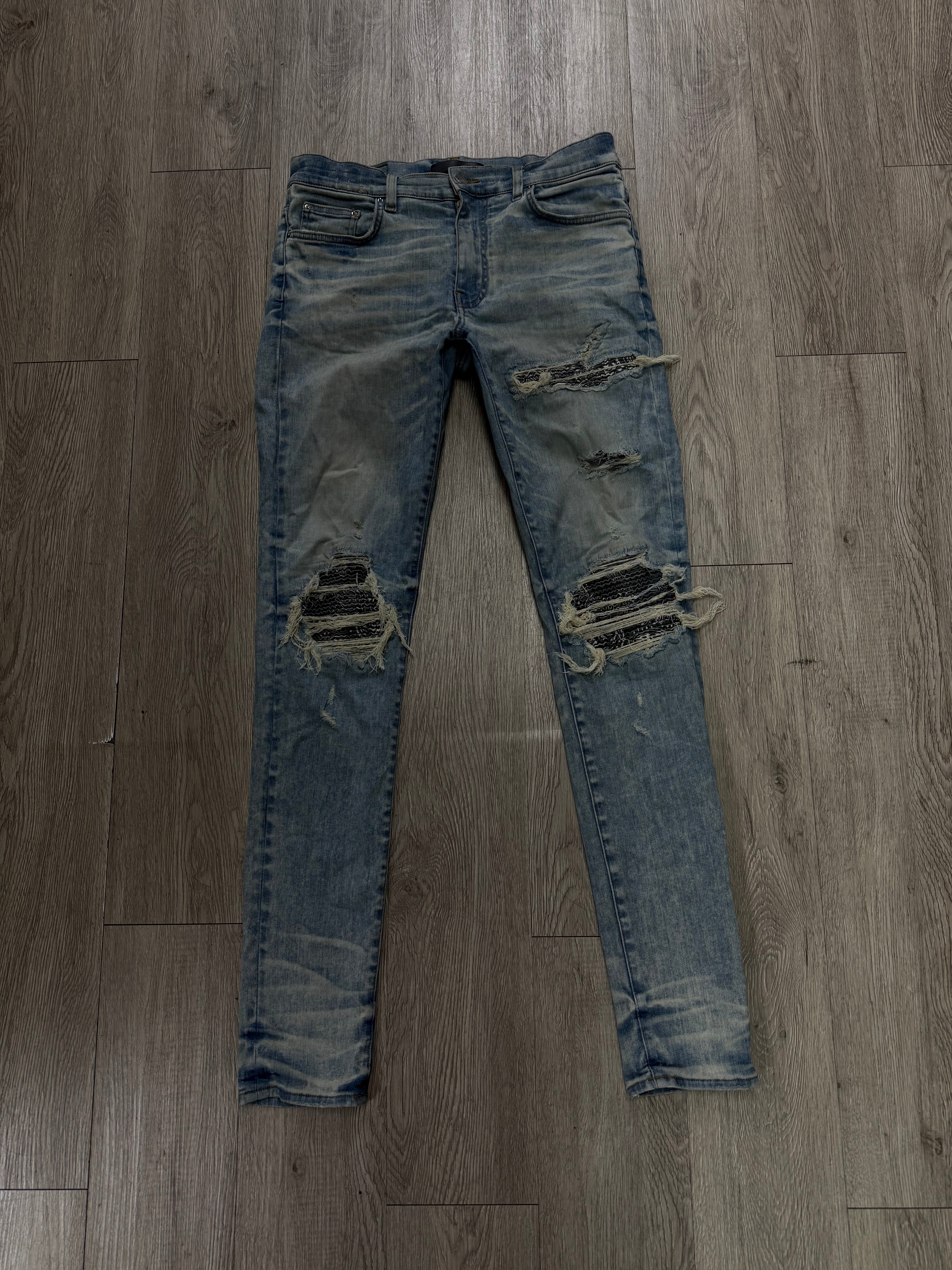 Amiri MX1 Vintage Wash Paisley Patch Jeans