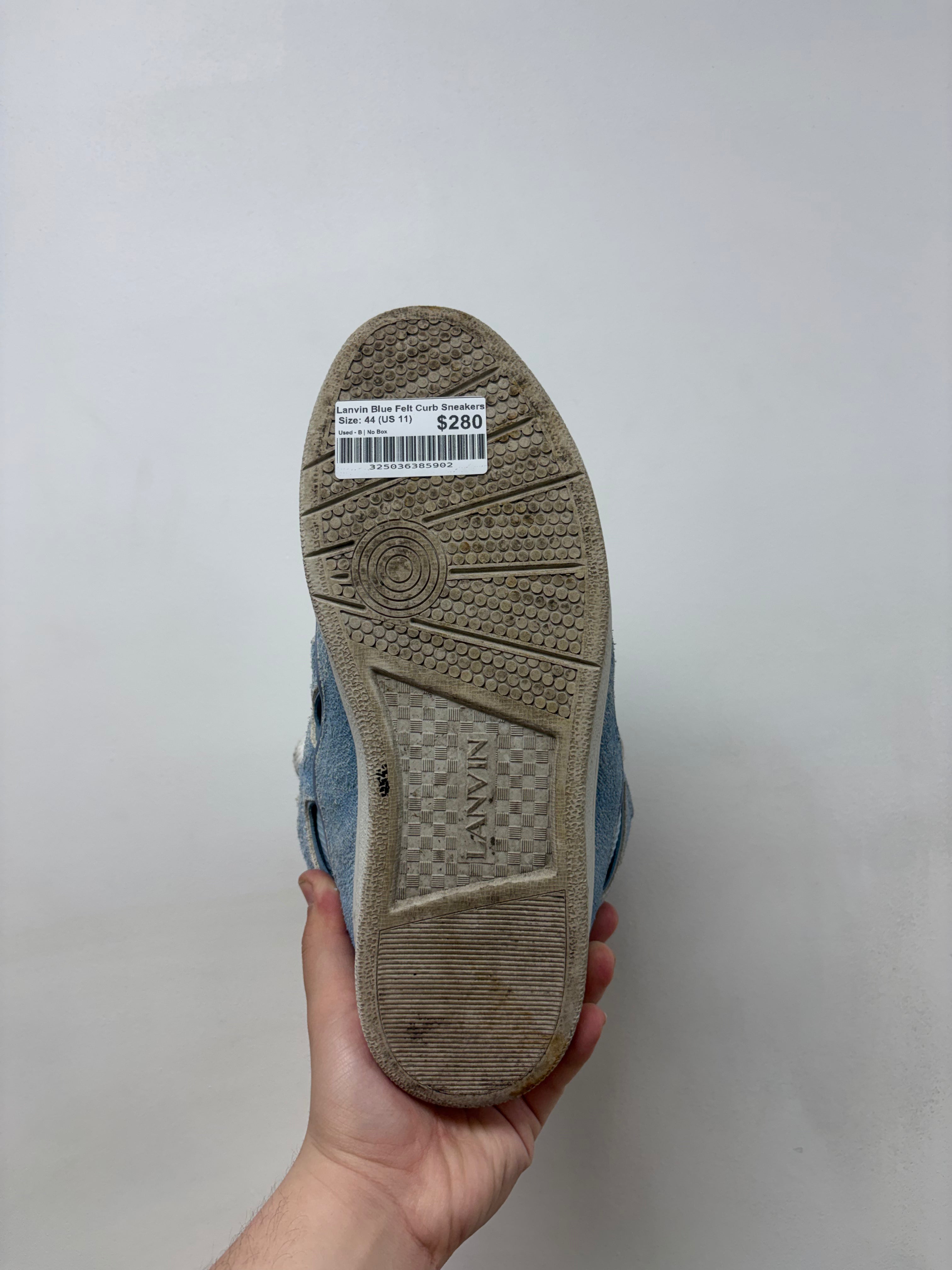 Lanvin Blue Felt Curb Sneakers