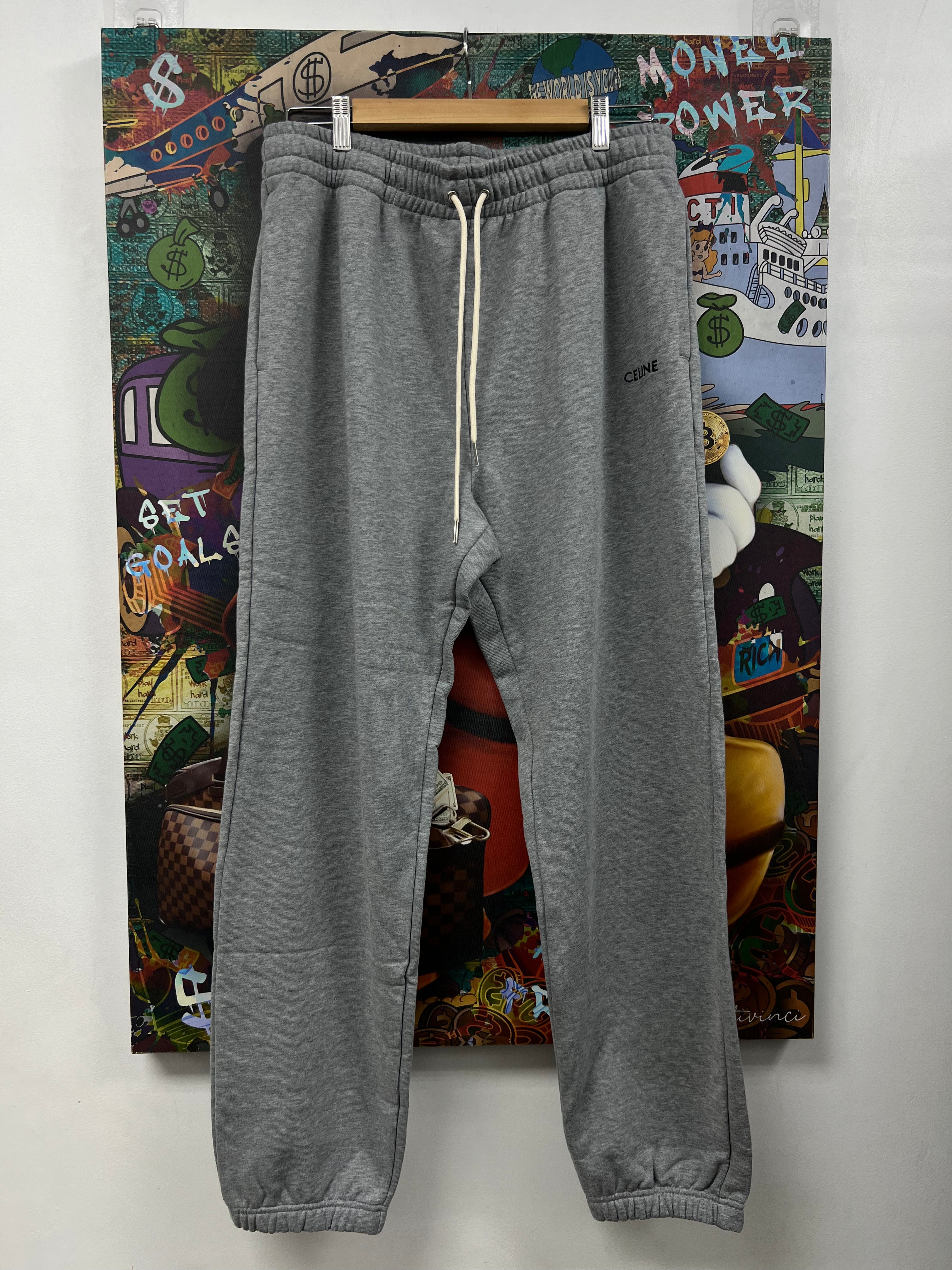 Celine Grey Black Small Logo Sweats