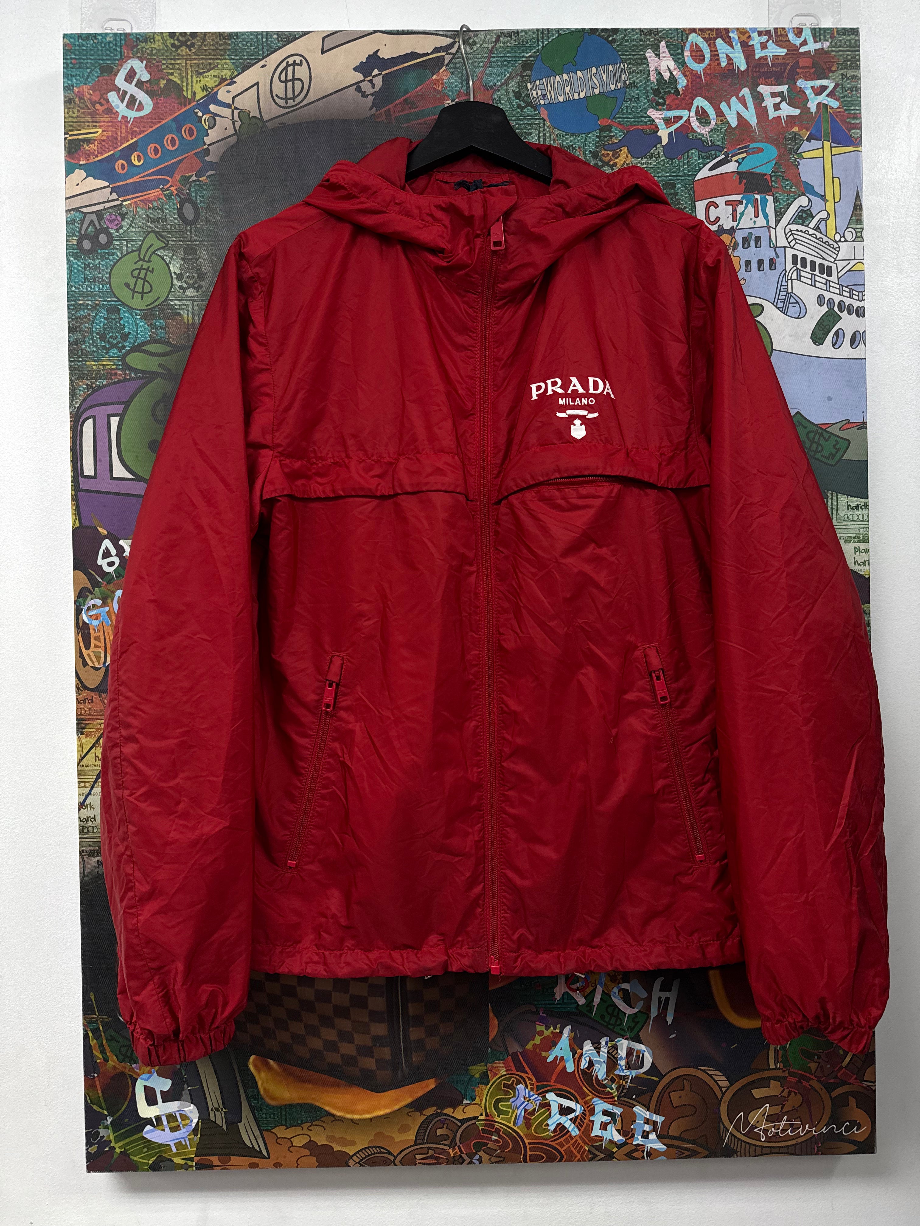Prada Red White Windbreaker Jacket