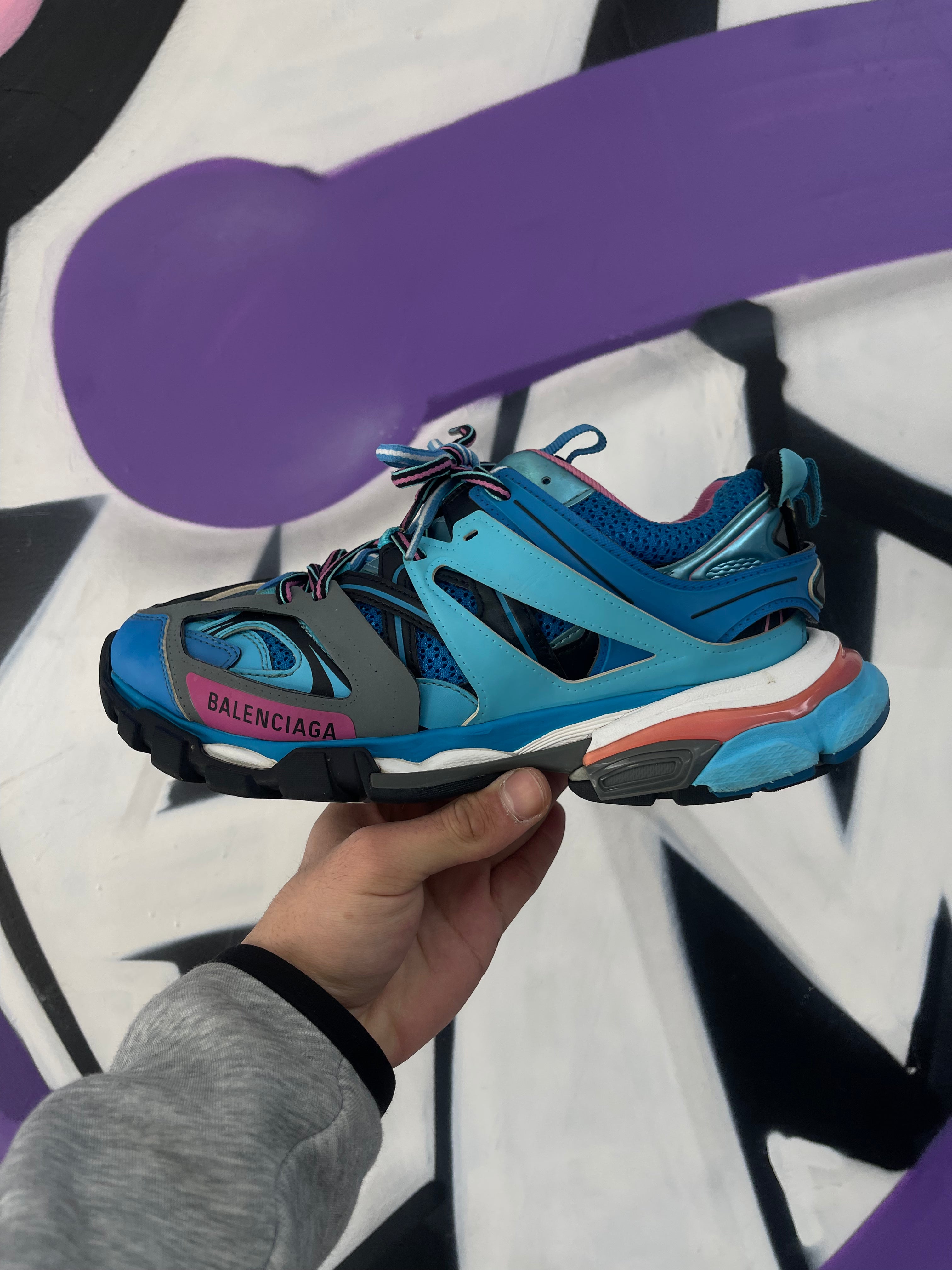 Balenciaga Pink Blue Track Sneakers