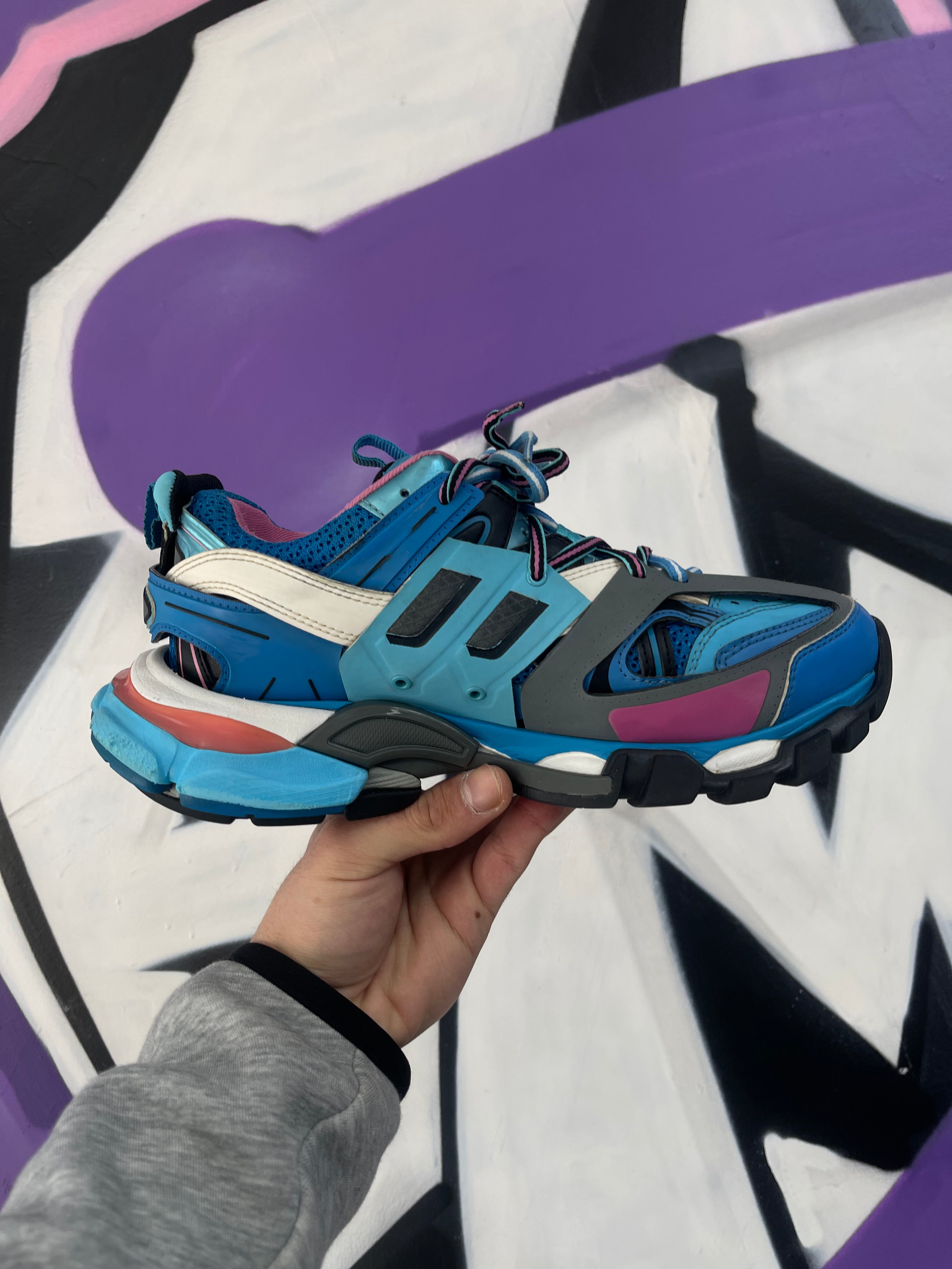 Balenciaga Pink Blue Track Sneakers