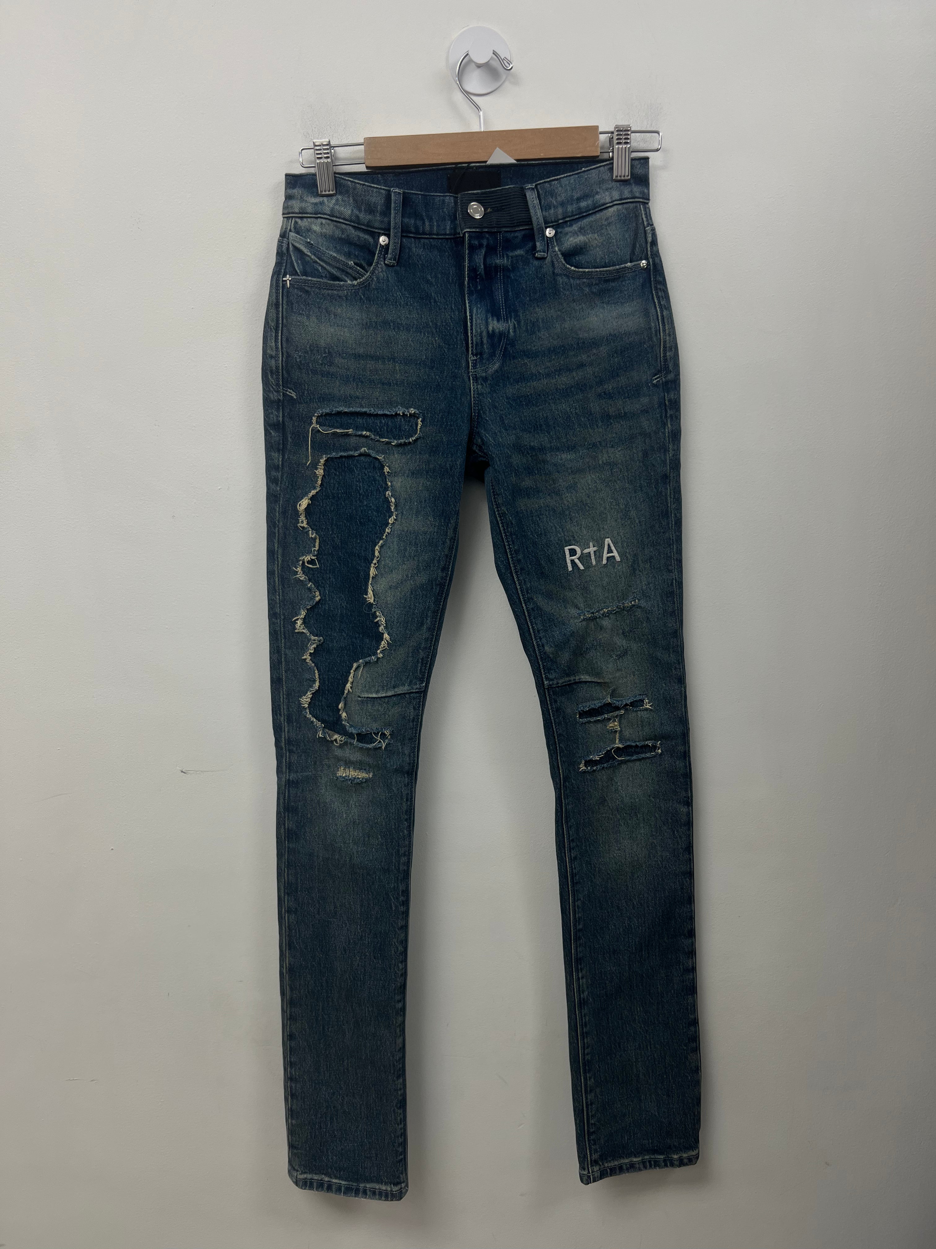 RTA Deep Indigo Embroidered Patchwork Jeans