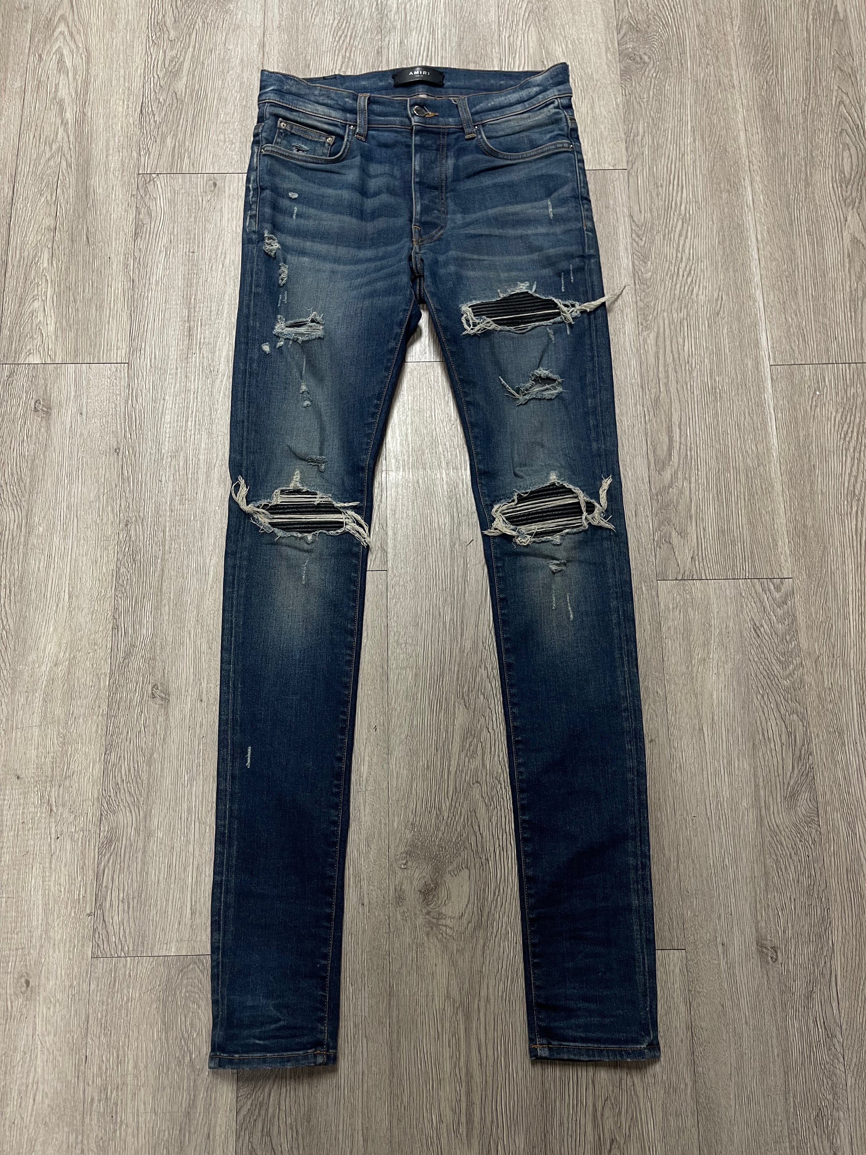 Amiri Dark Wash Black Patch MX1 Jeans