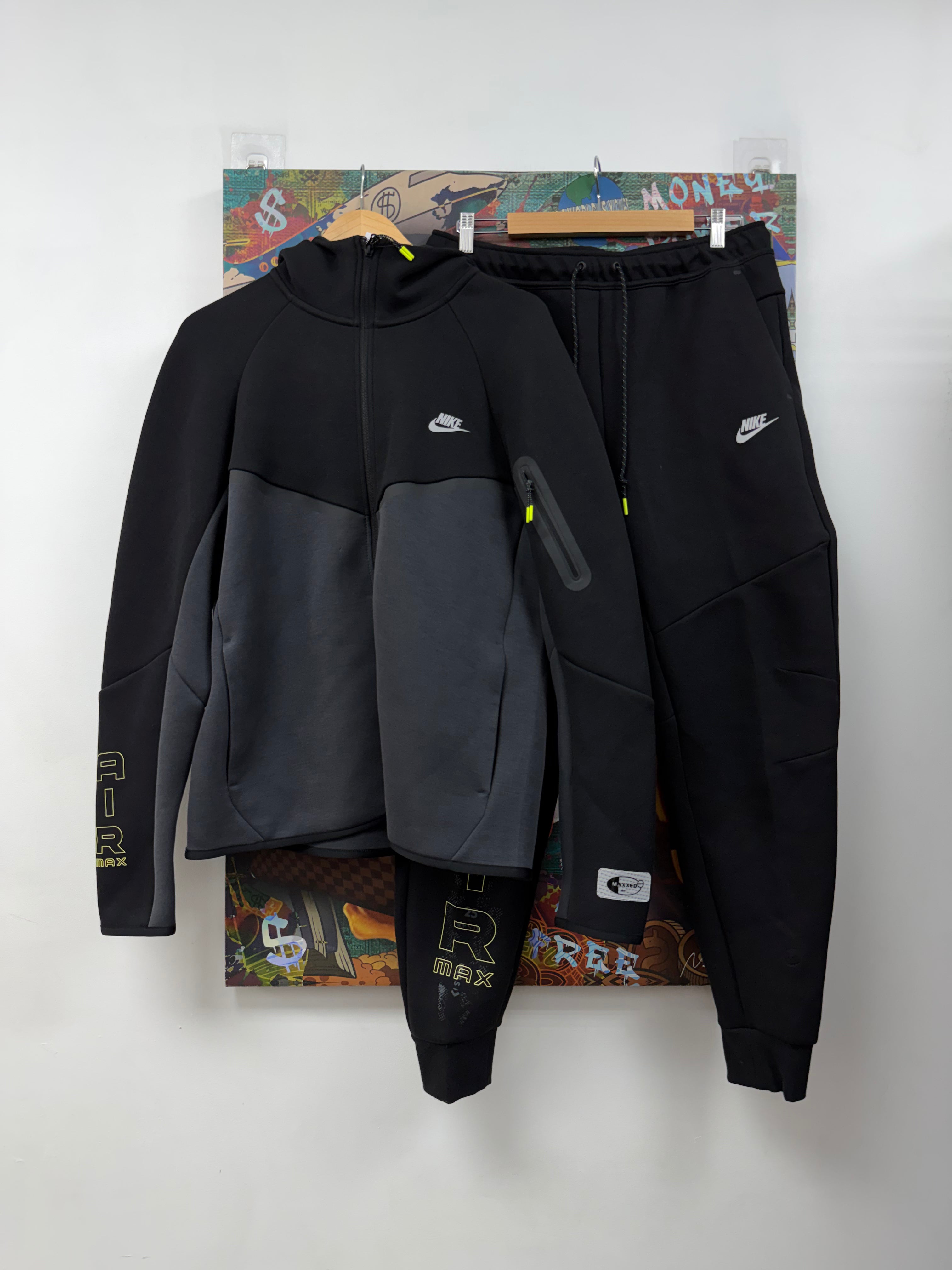 Nike Grey Black Neon Tech Sweatsuit