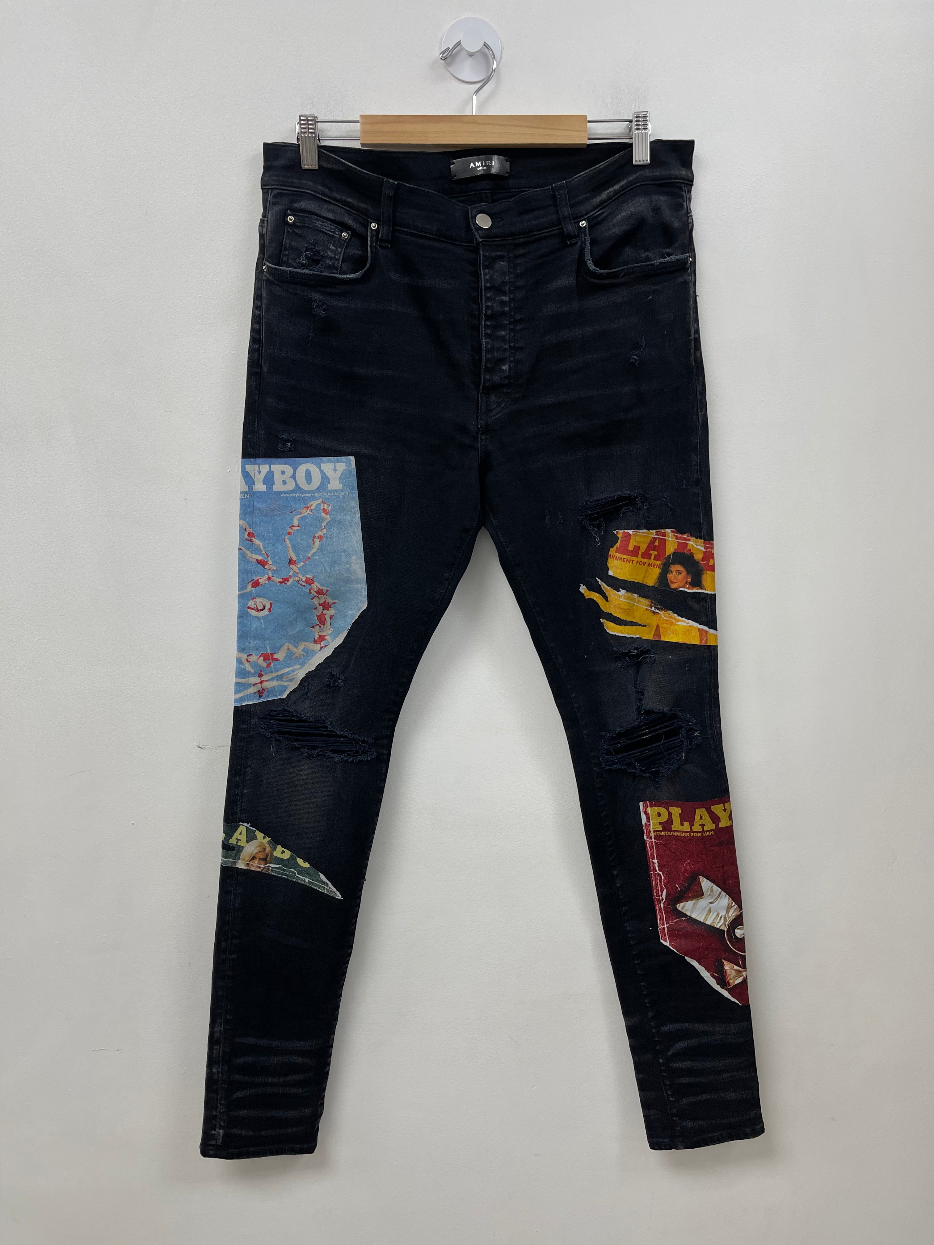 Amiri Black Wash Playboy Magazine Jeans