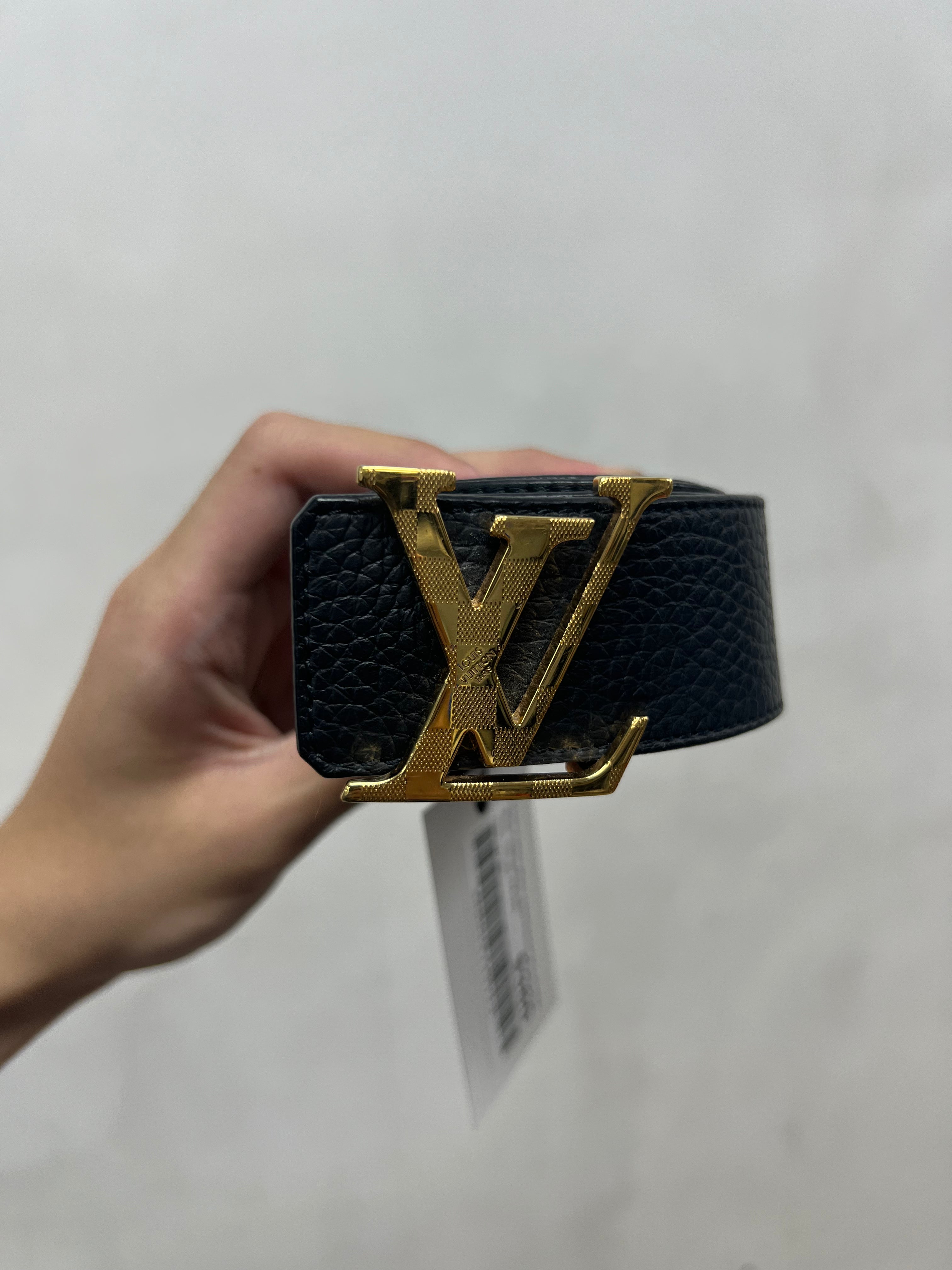 Louis Vuitton Black Gold Damier Buckle Belt