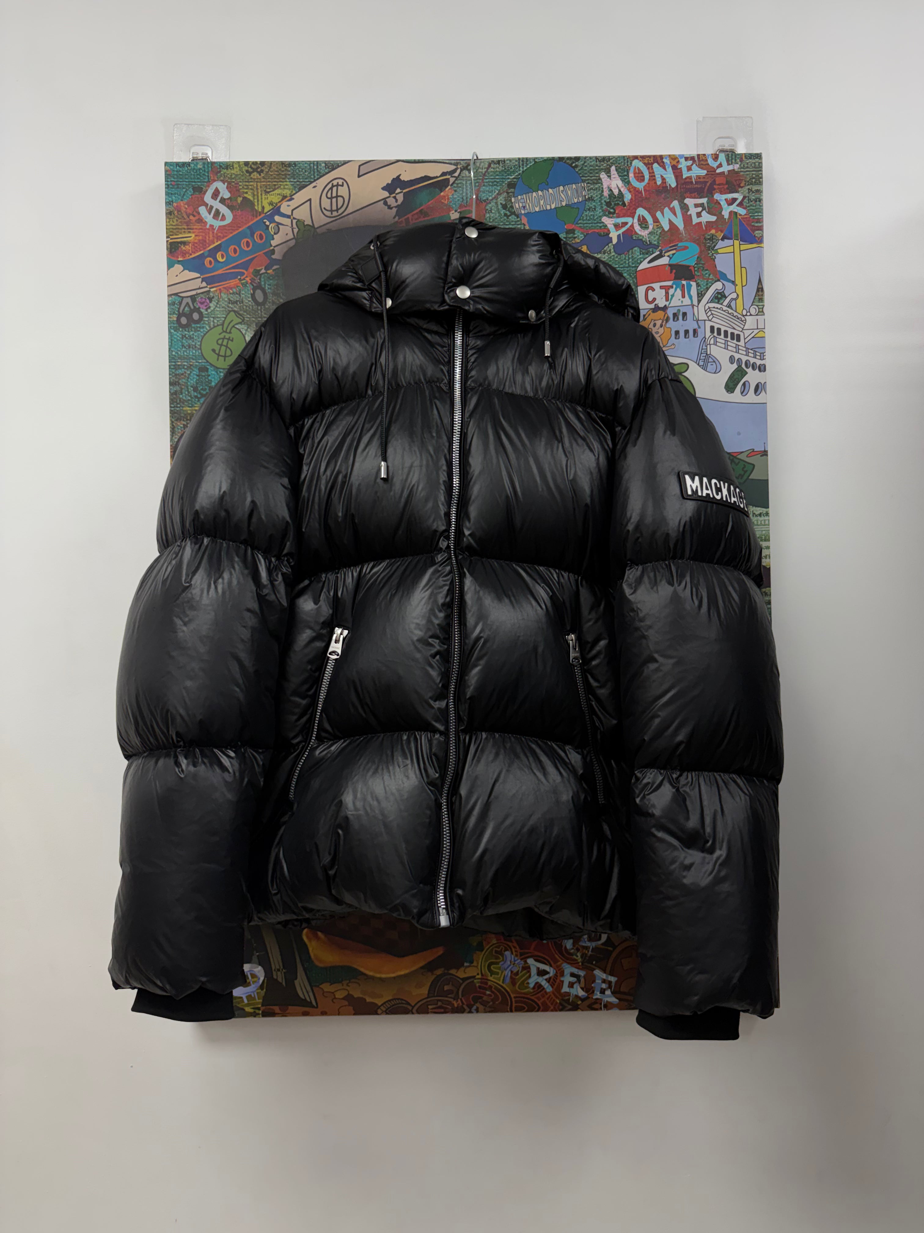 Mackage Black Sleeve Logo Puffer Jacket