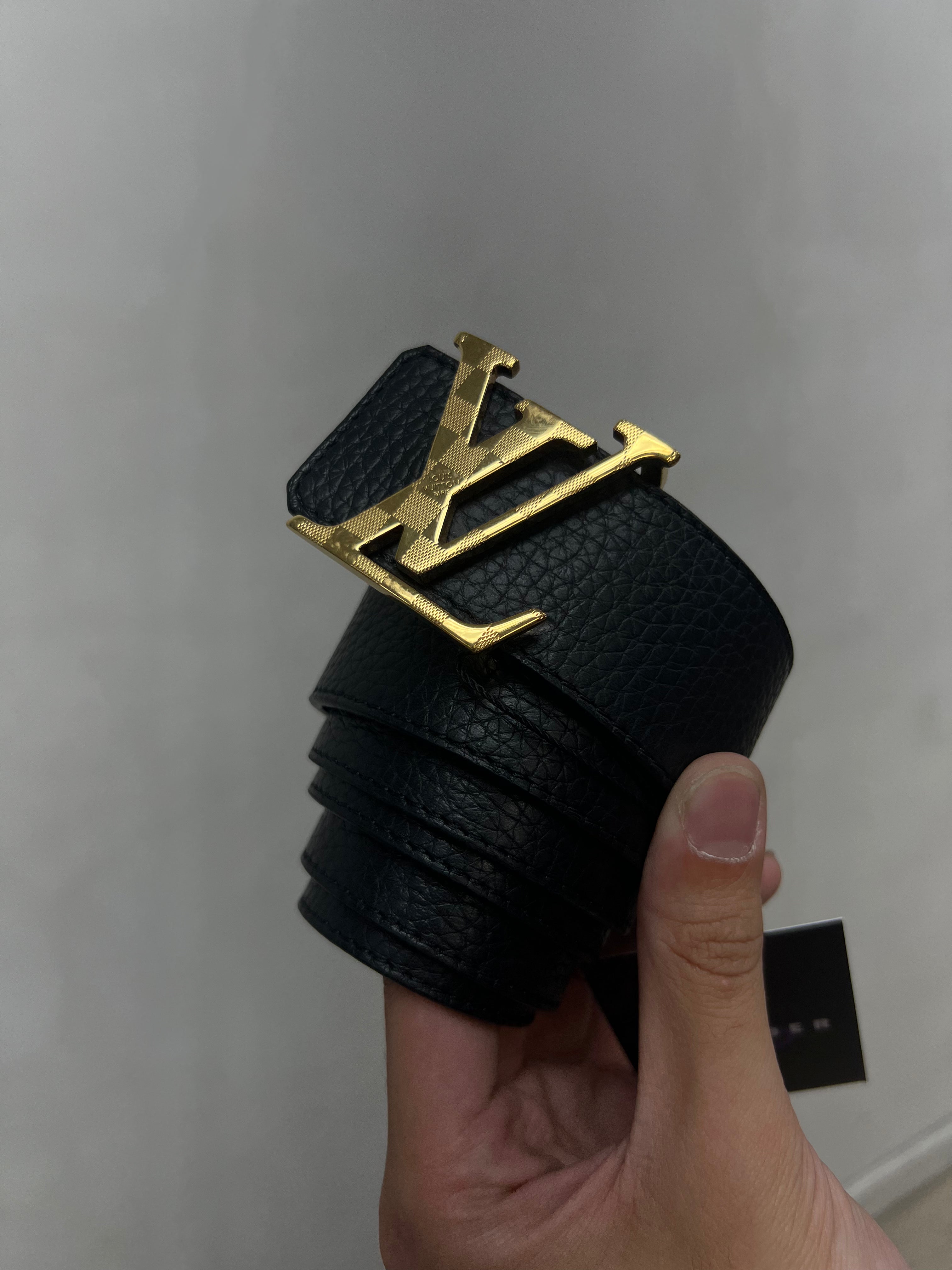 Louis Vuitton Black Gold Damier Buckle Belt