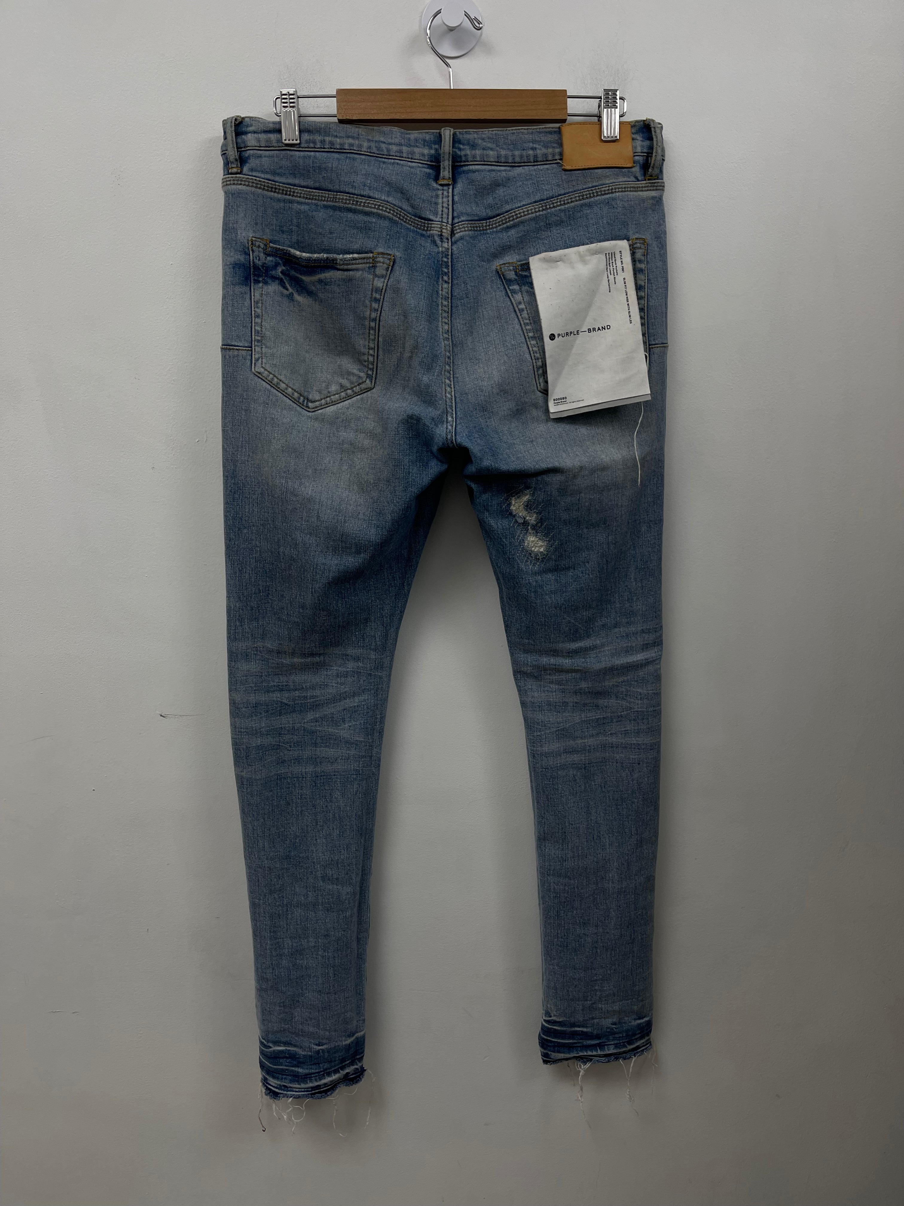 Purple Brand Light Wash Distressed Ripped Jeans