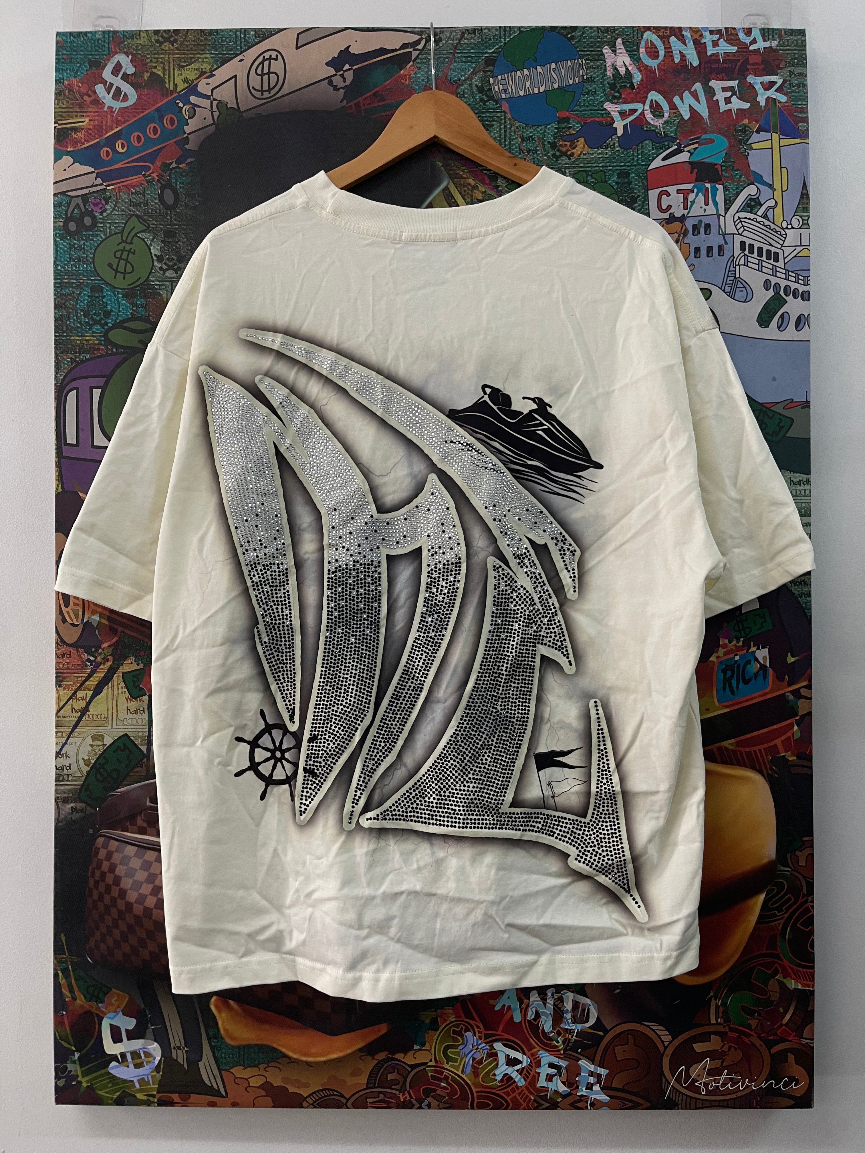 Mixed Emotion White Jetski Rhinestone Tee