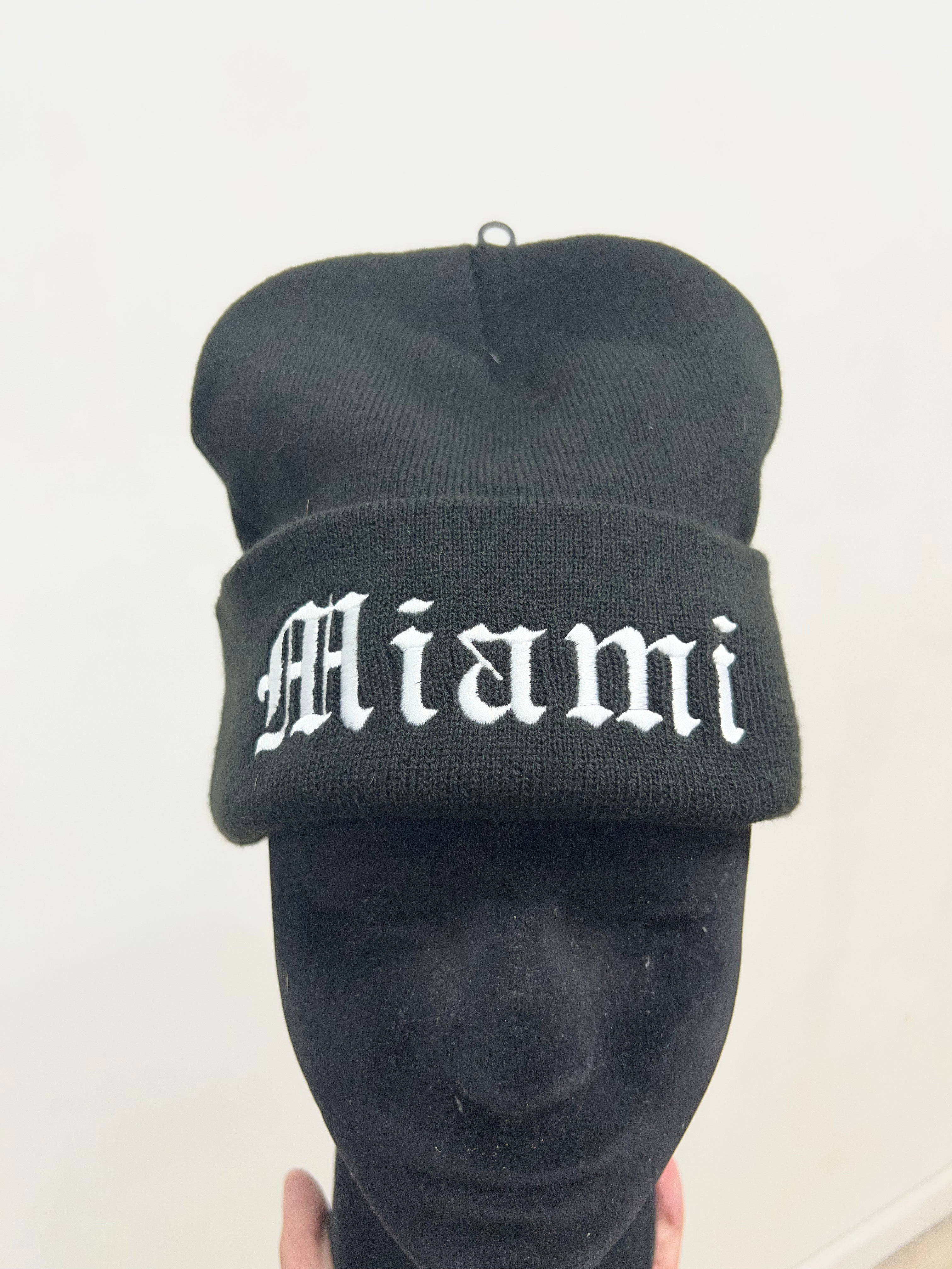 Supreme Black Miami Embroidered Beanie