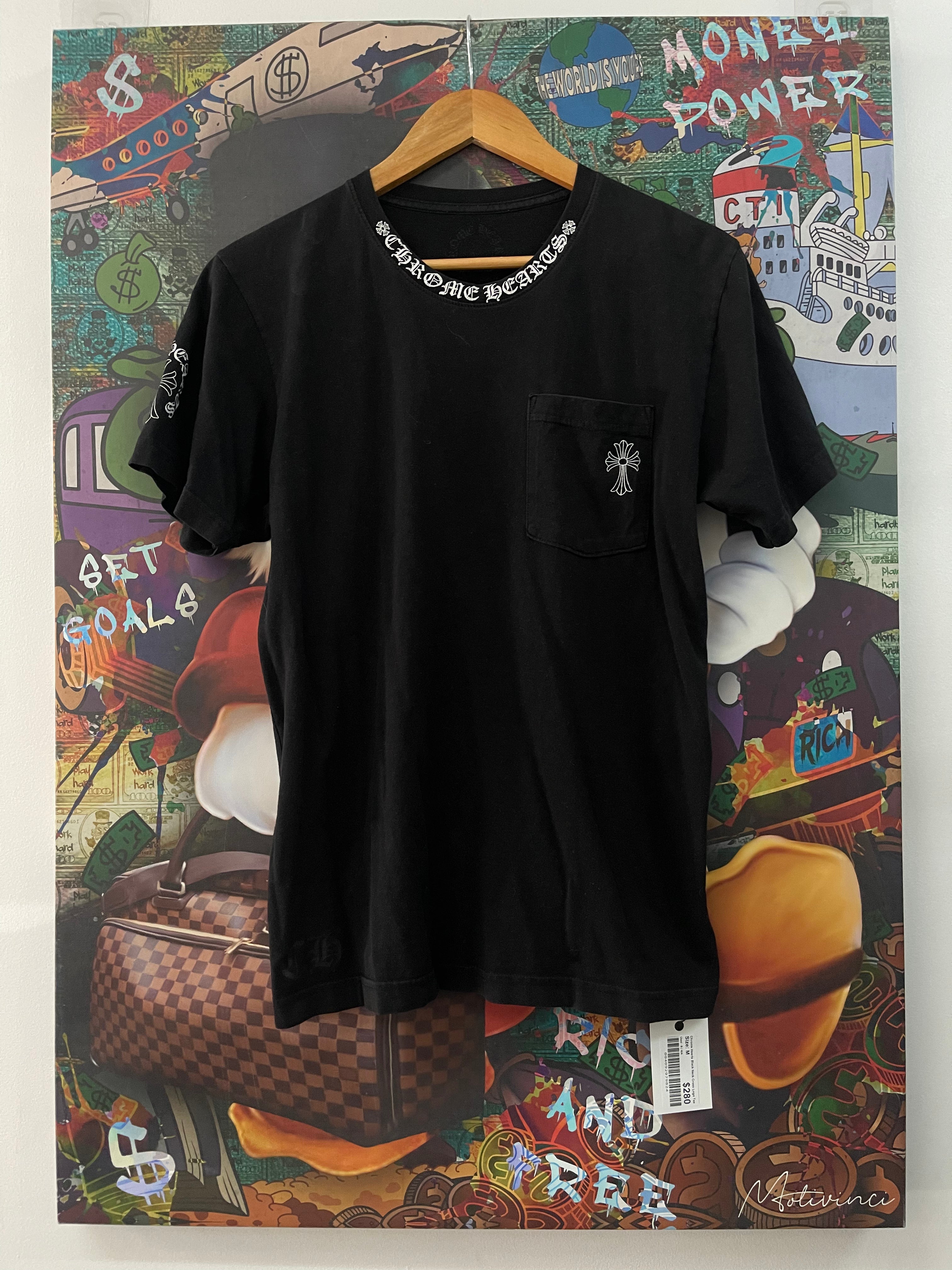 Chrome Hearts Black Neck Cross Logo Tee