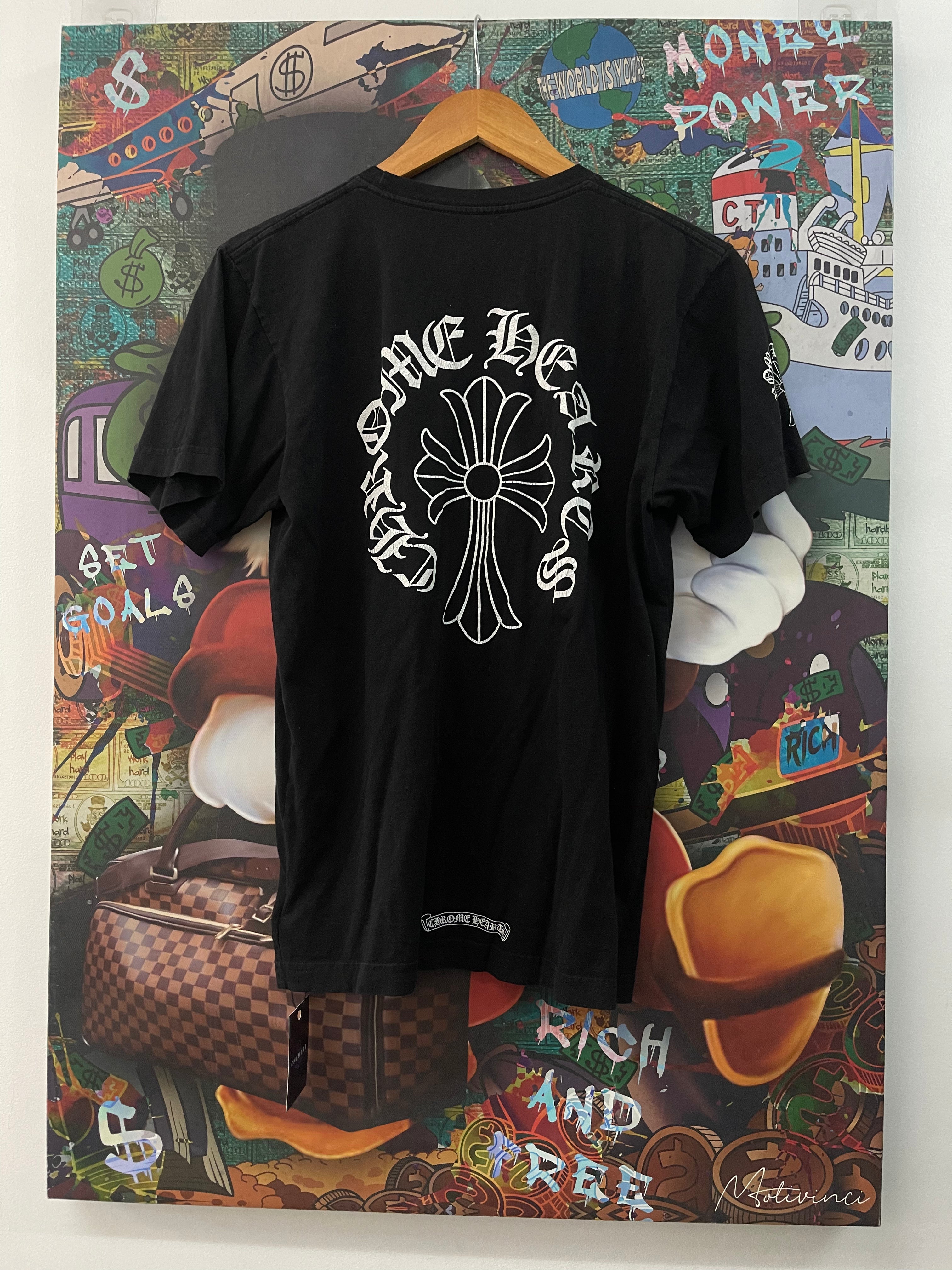 Chrome Hearts Black Neck Cross Logo Tee