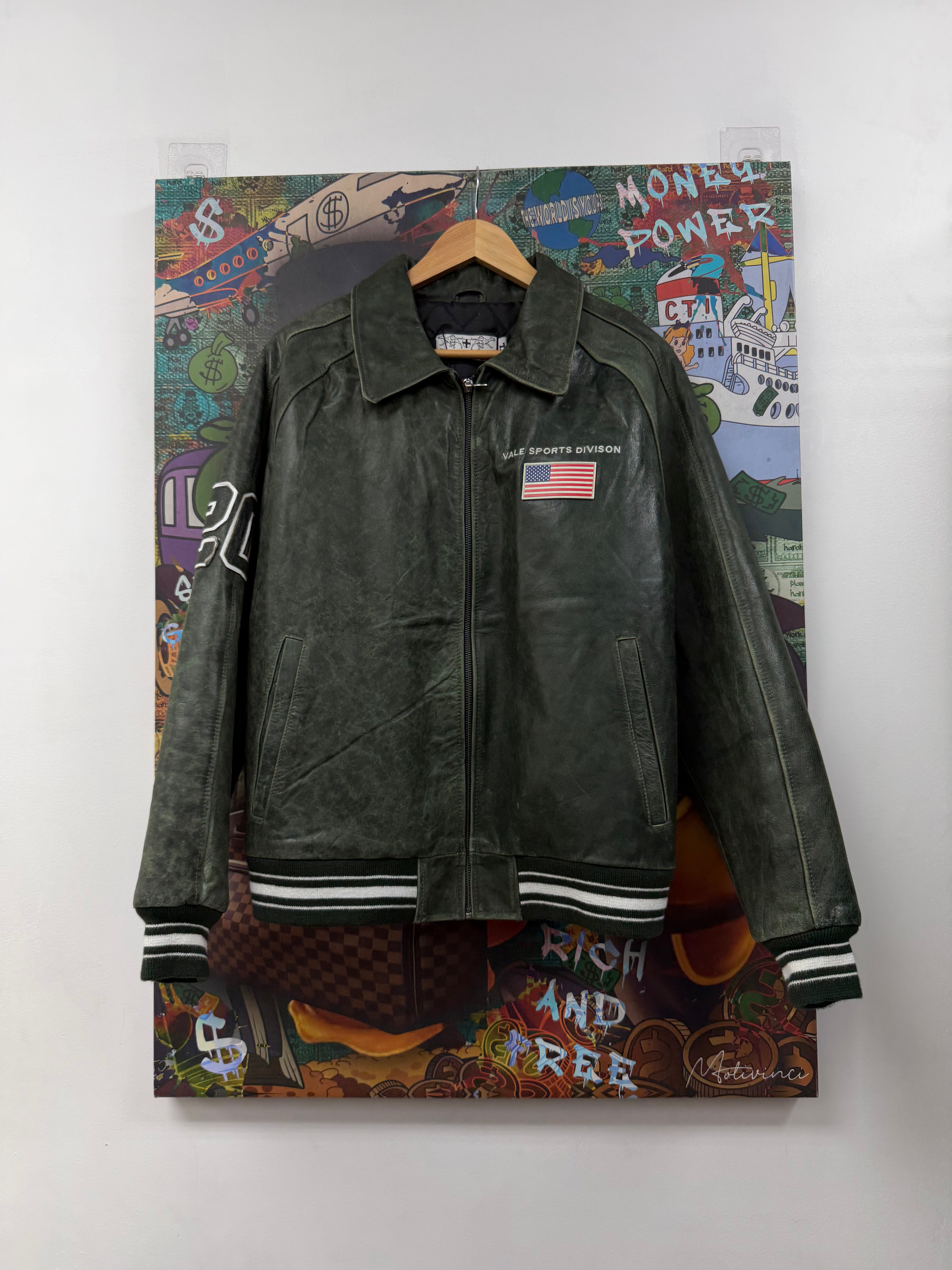 Vale Green Leather Varsity Jacket