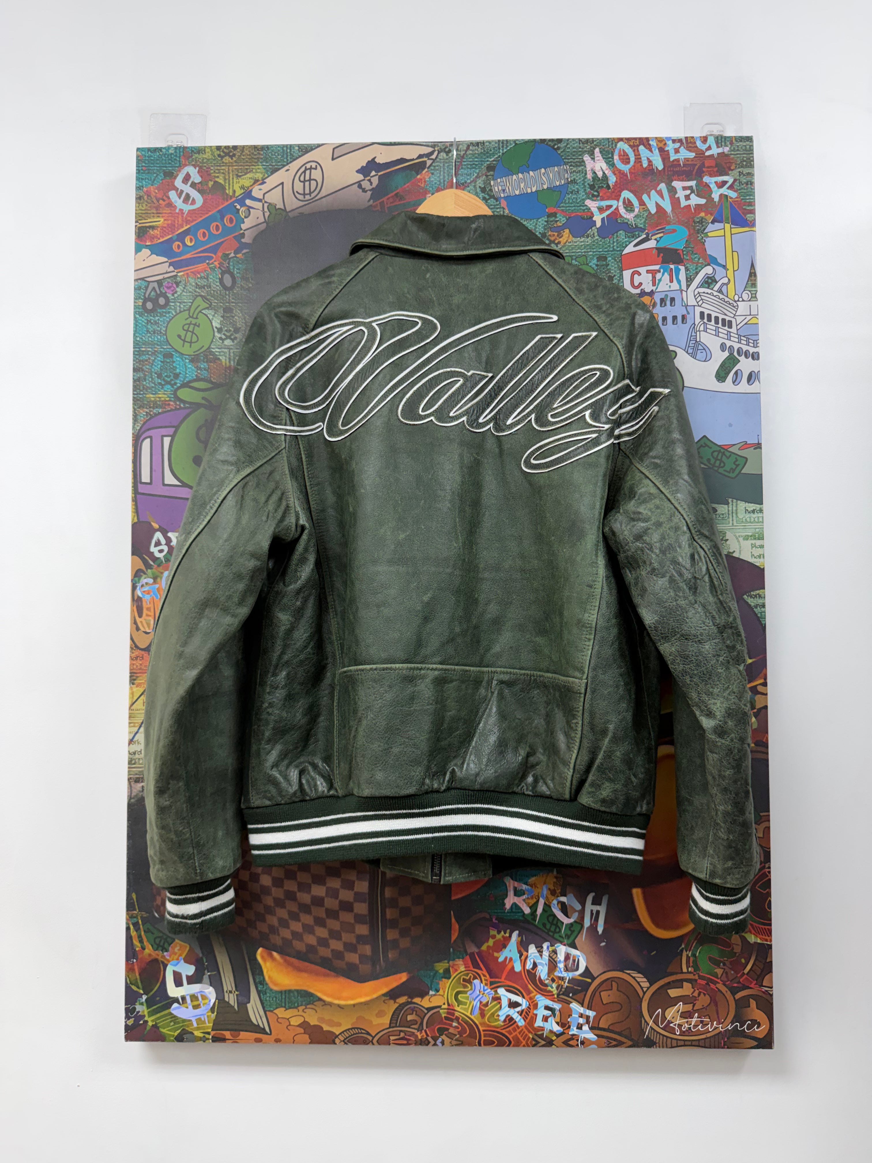 Vale Green Leather Varsity Jacket