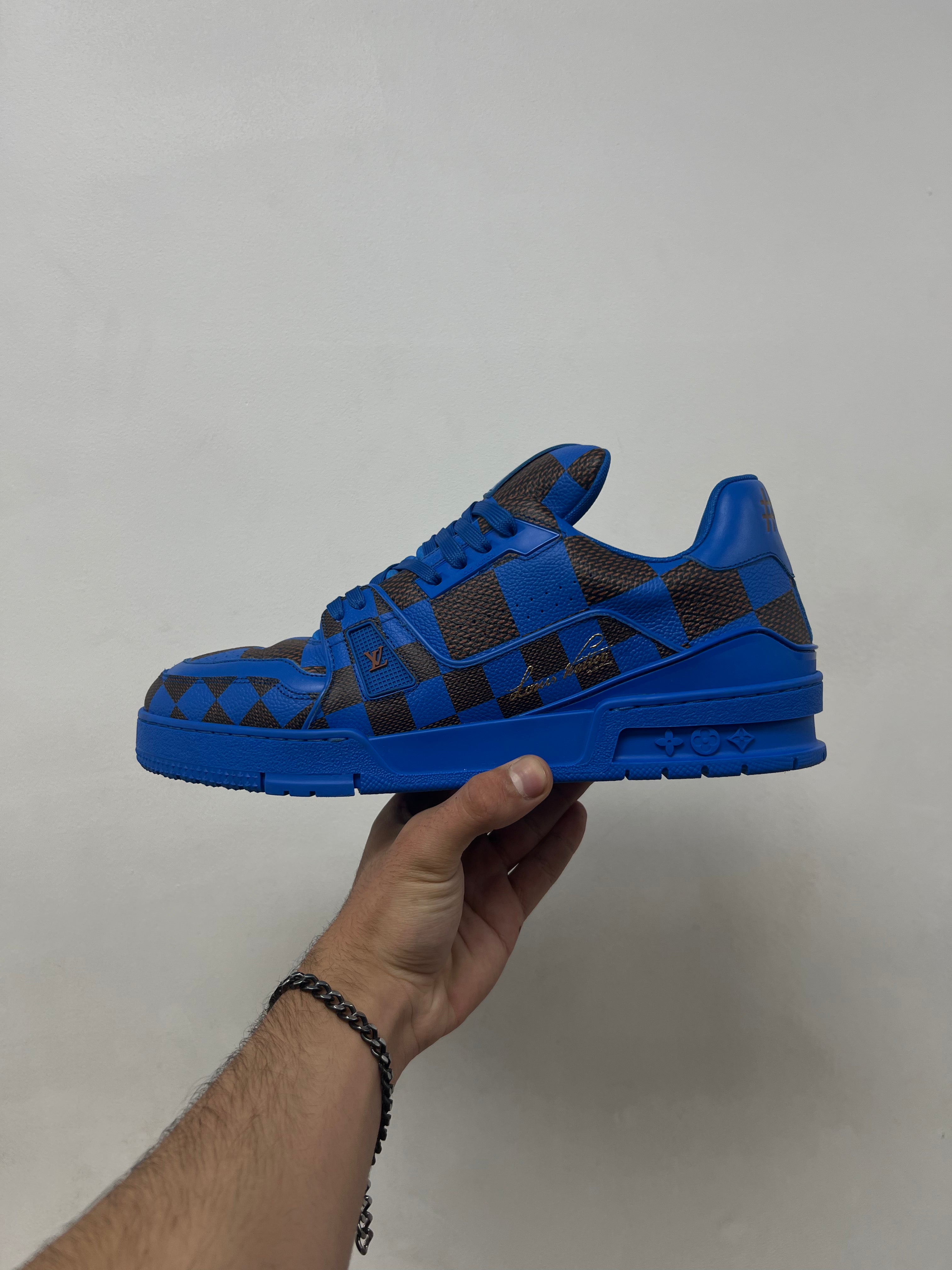 Louis Vuitton Blue Brown Damier Trainer Sneakers