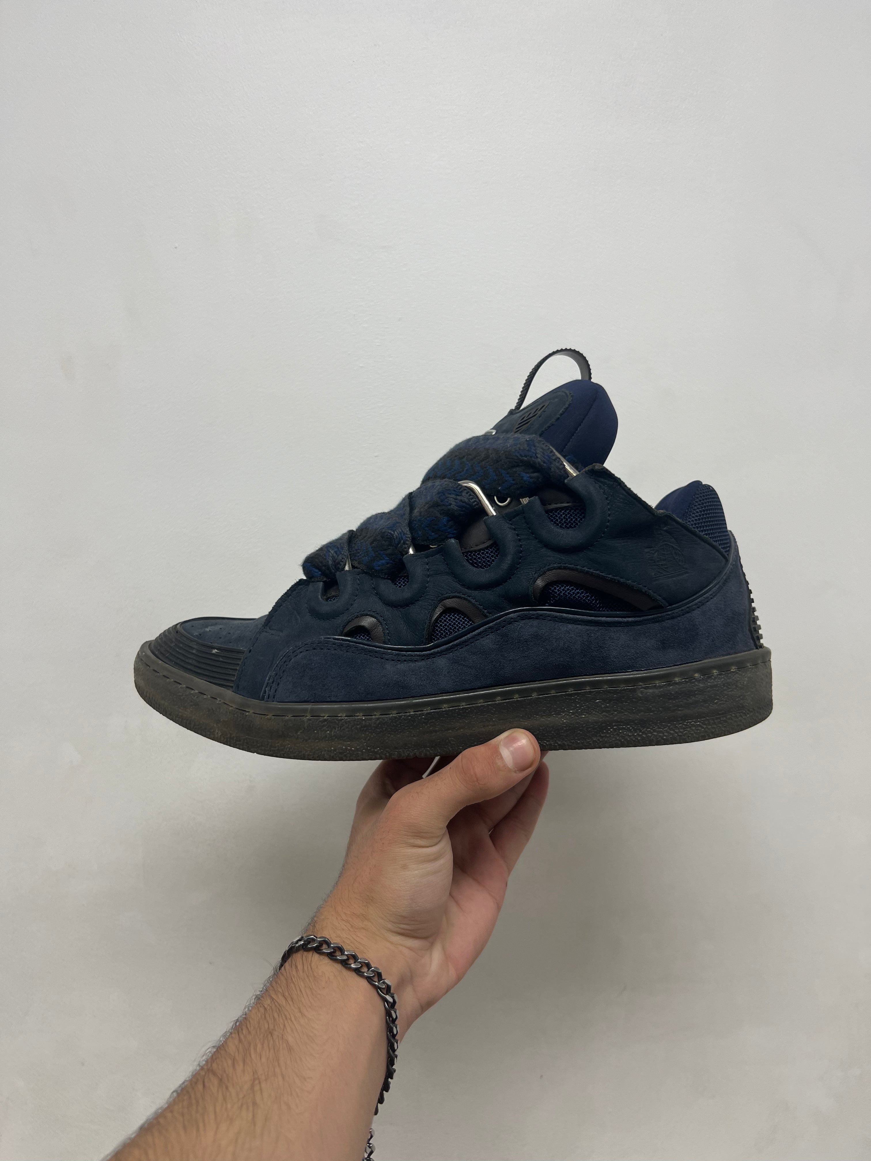 Lanvin Navy Curb Sneakers