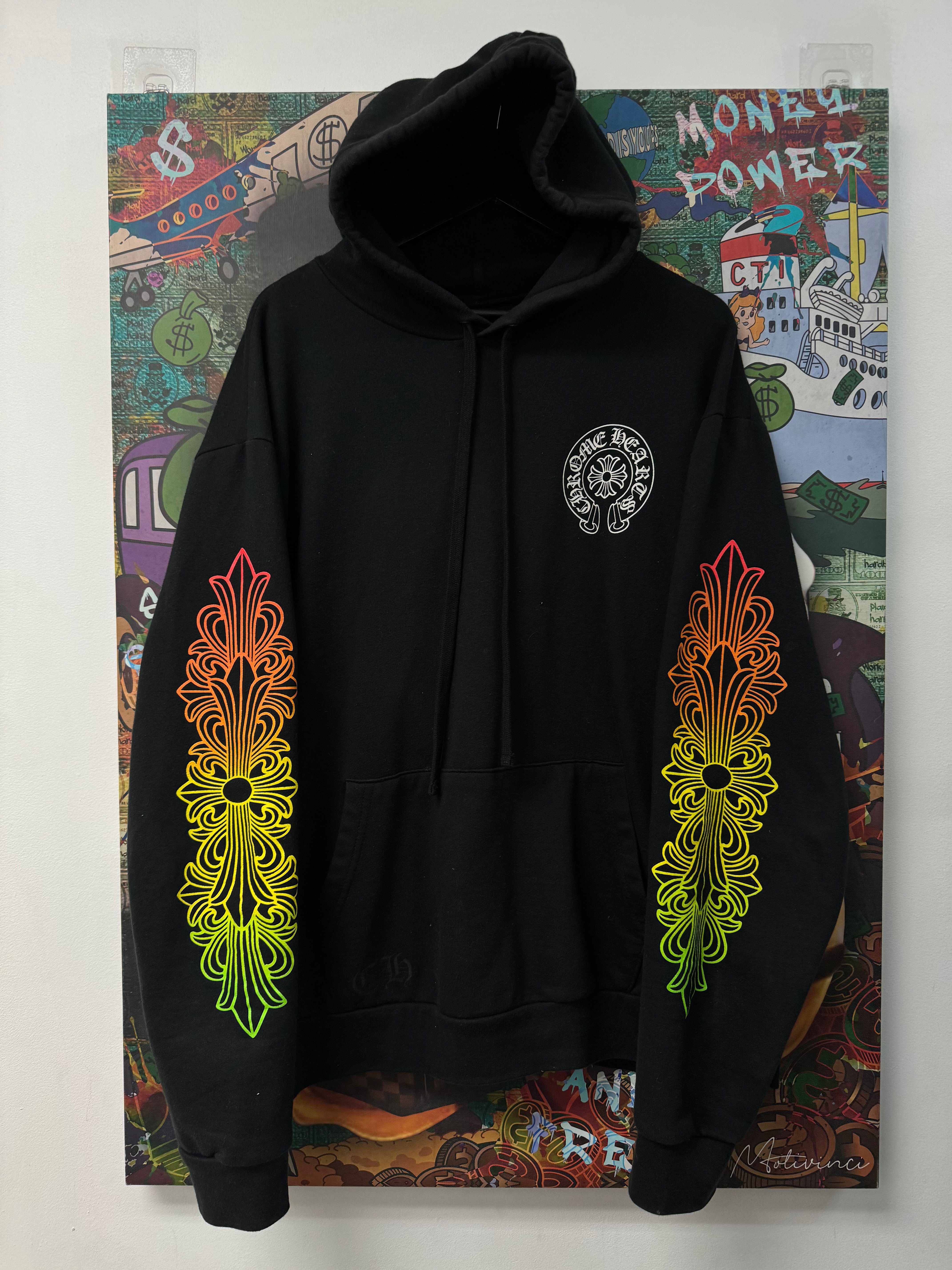 Chrome Hearts Black Floral Gradient Horseshoe Hoodie