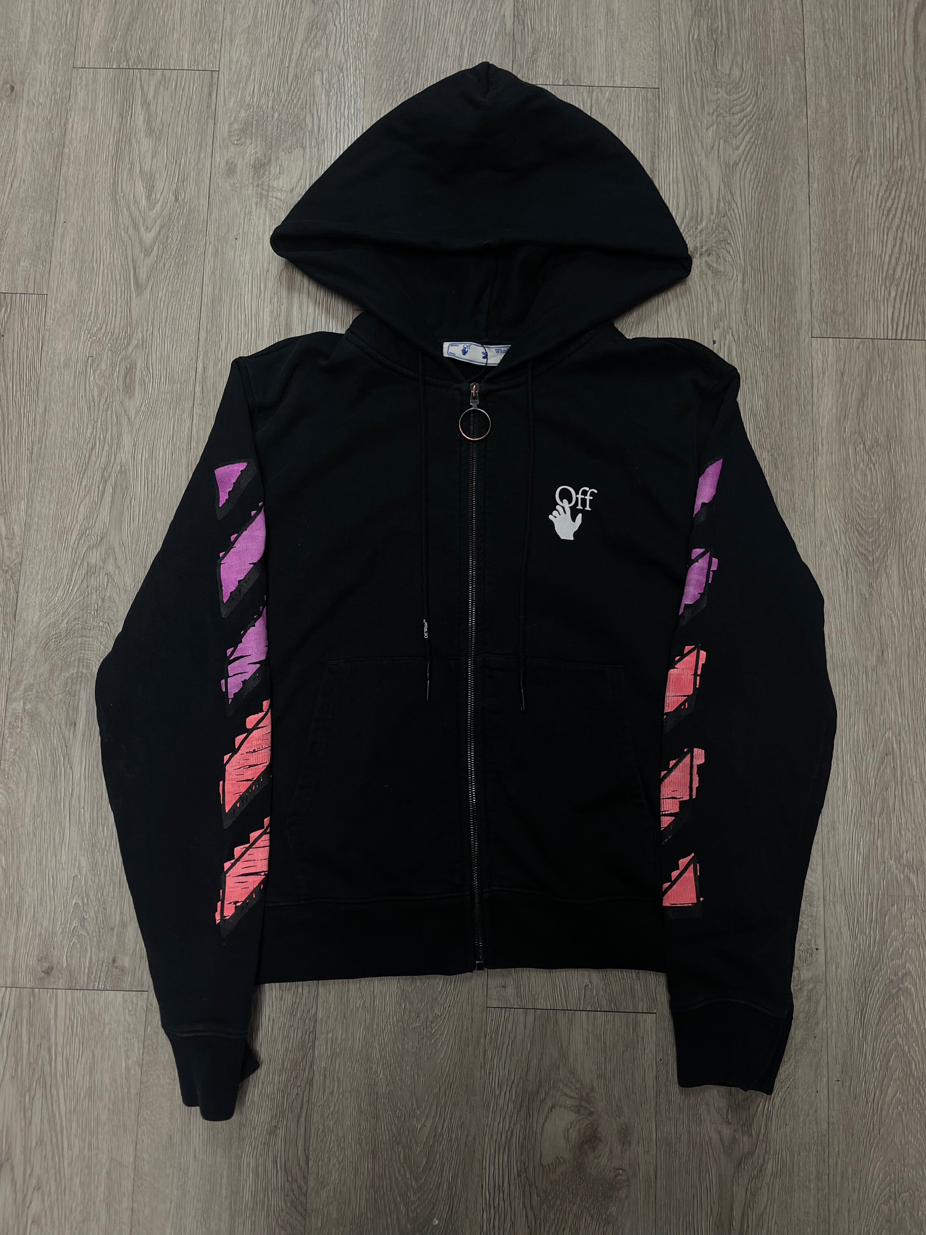 Off White Black Purple Orange Scriblle Arrows Zip Up