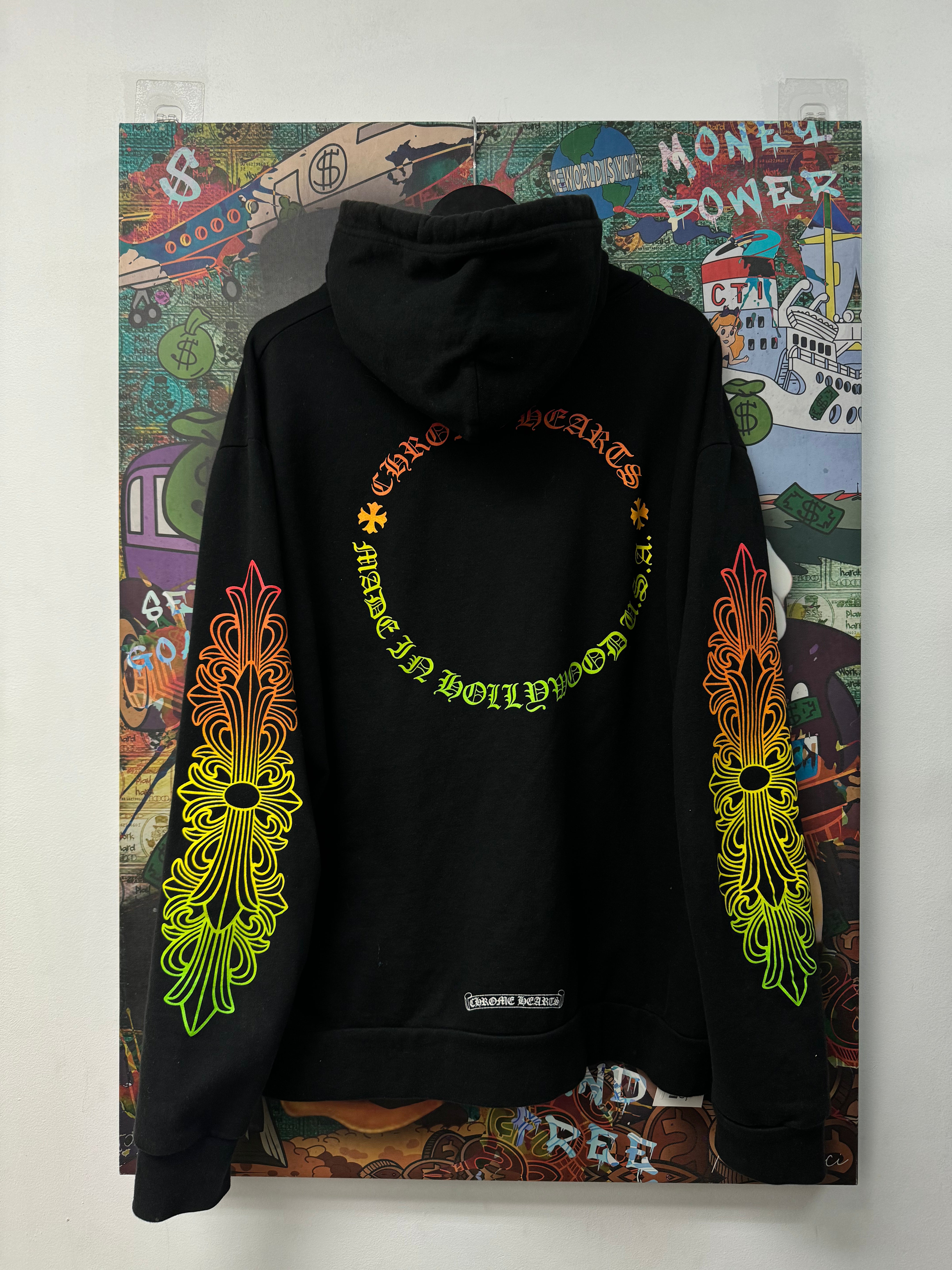 Chrome Hearts Black Floral Gradient Horseshoe Hoodie