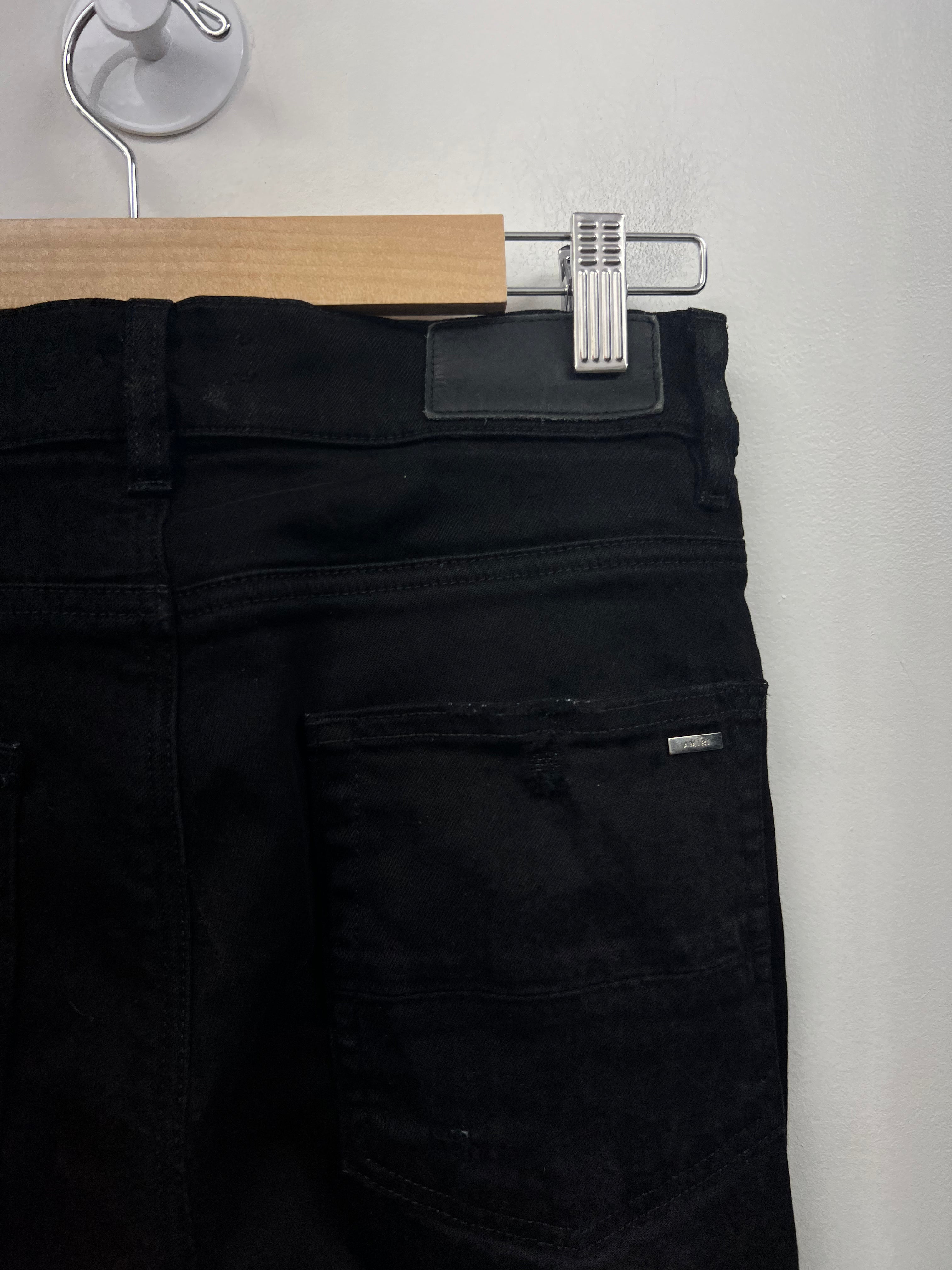 Amiri Black Paisley Thrasher Patch Jeans