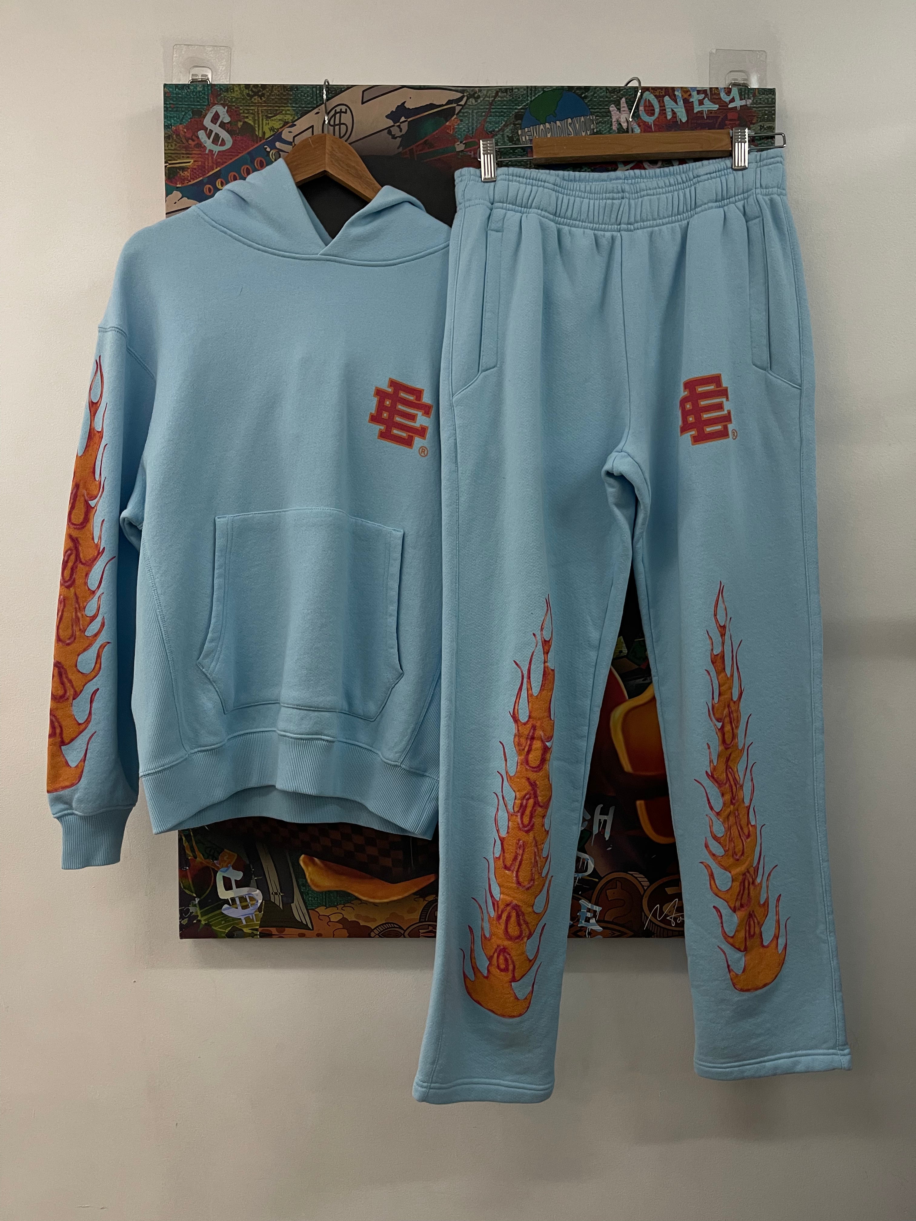 Eric Emanuel Baby Blue Flames Sweatsuit