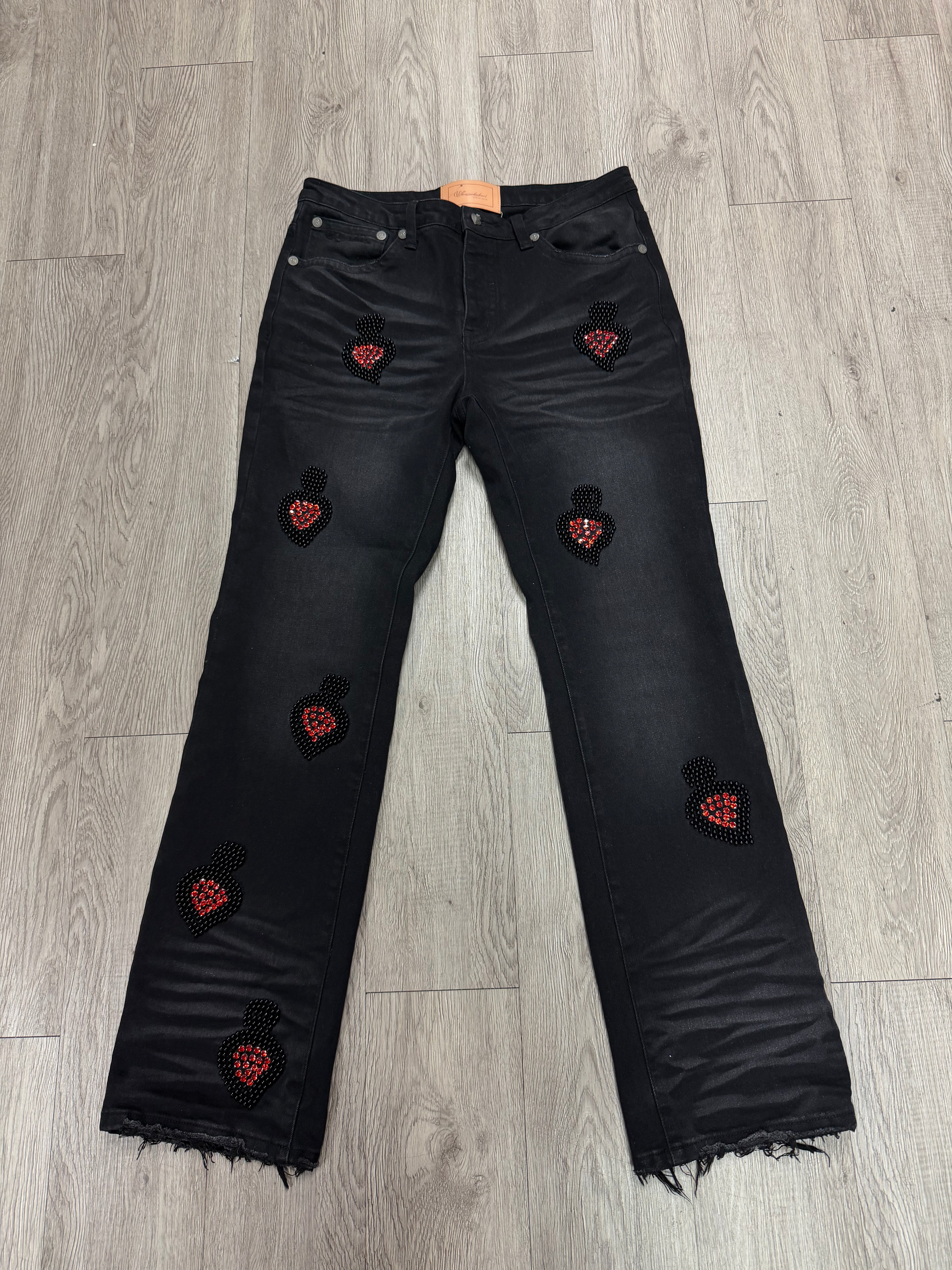 When Smoke Clears Black Wash Red Hearts Jeans