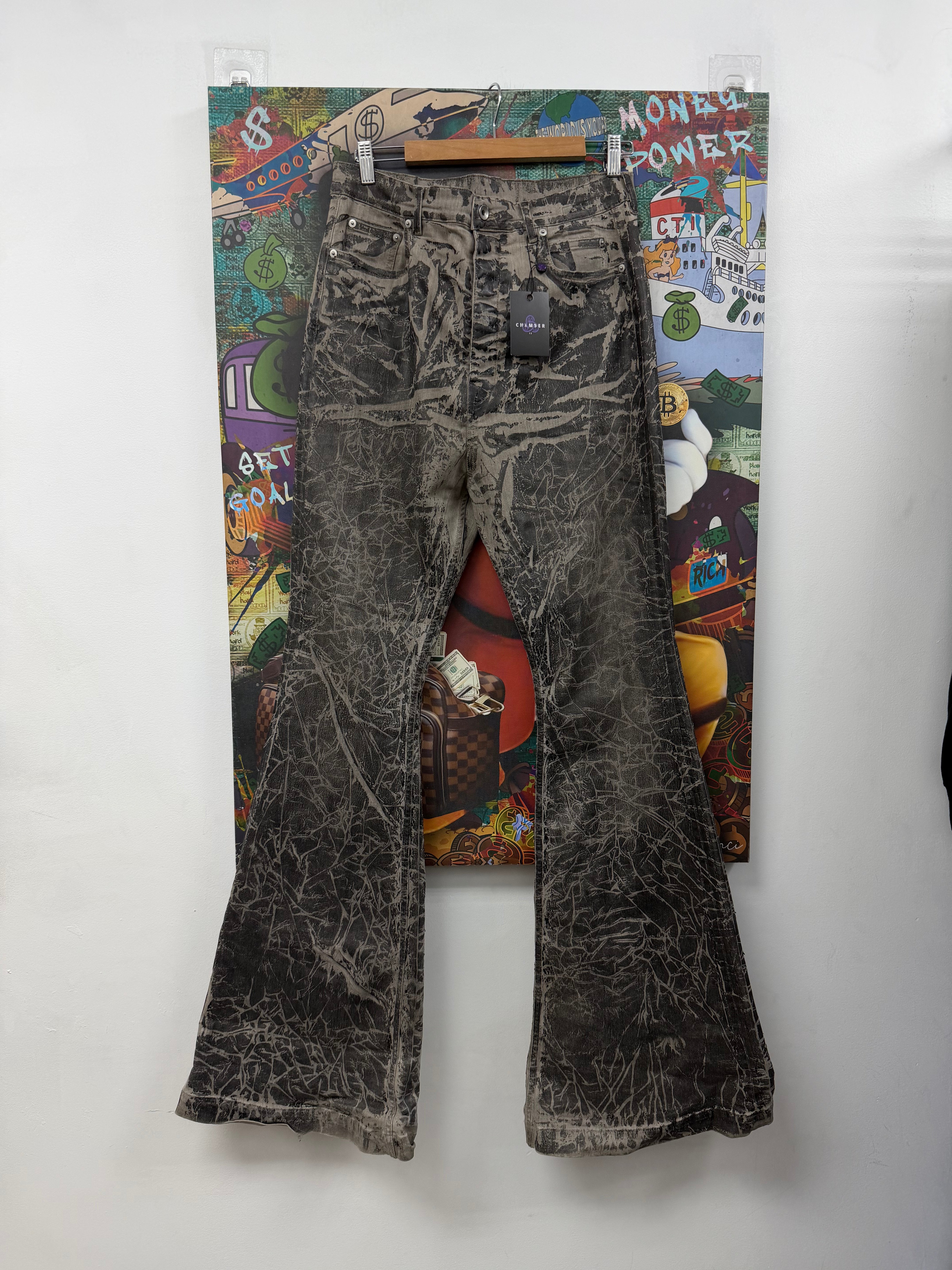 Rick Owens Foil Printed Denim Pants