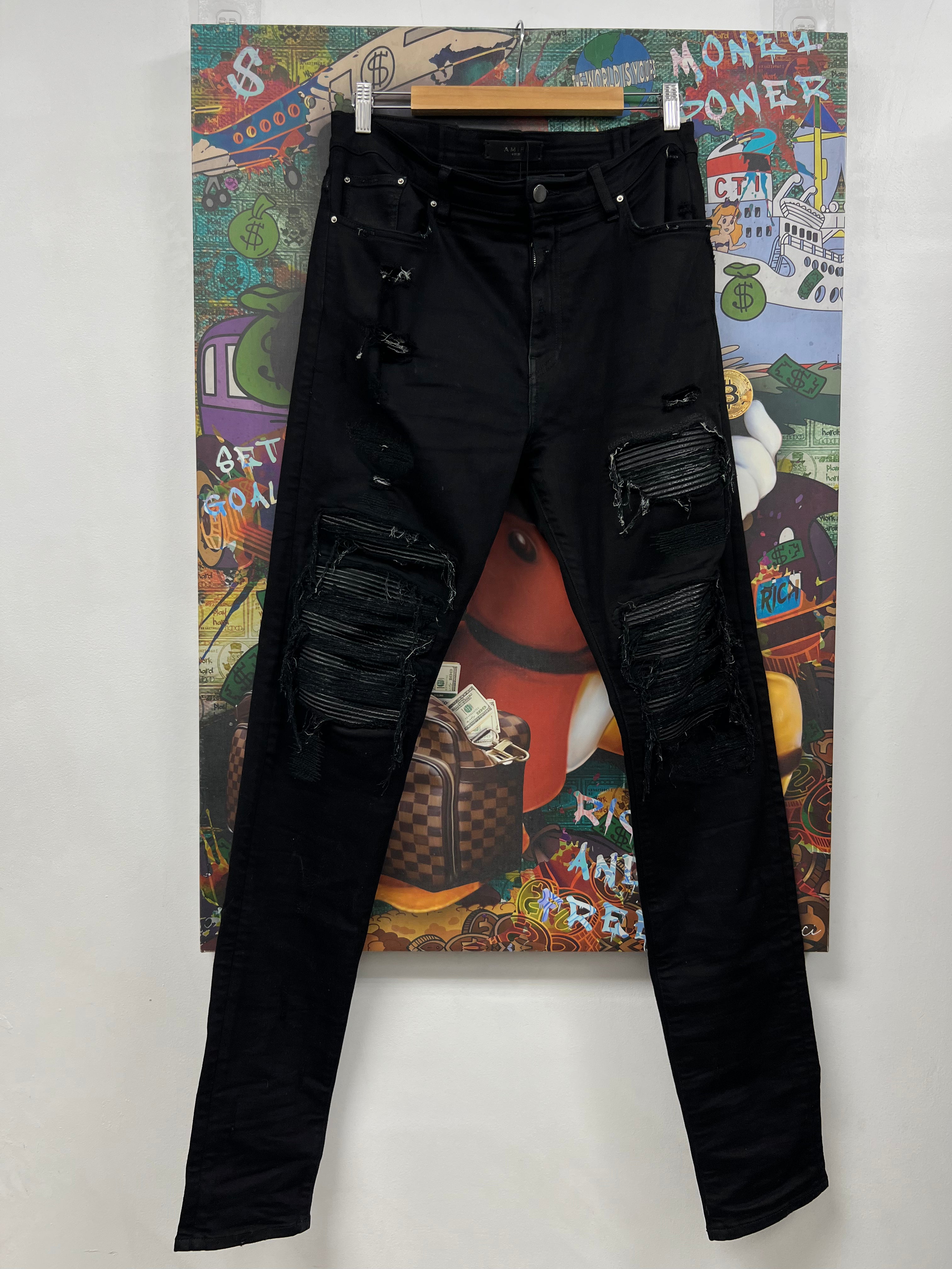 Amiri MX1 Black Black Patch (Altered Fits 36) Jeans