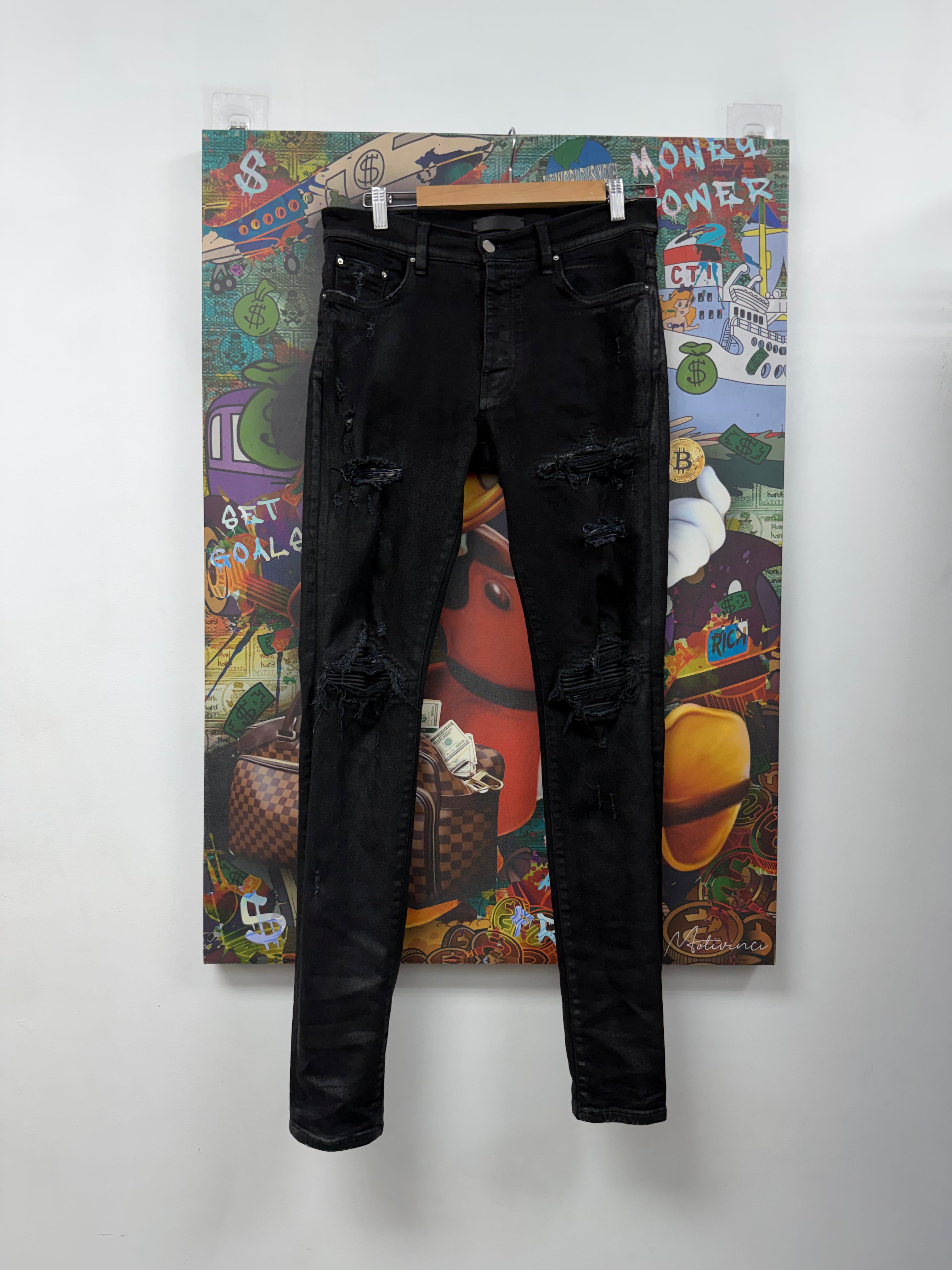 Amiri Mx1 Black Black Wax Jeans