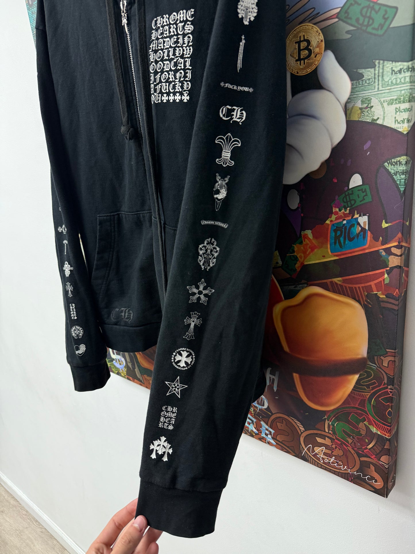 Chrome Hearts Multi Logo Zip Up Black Used