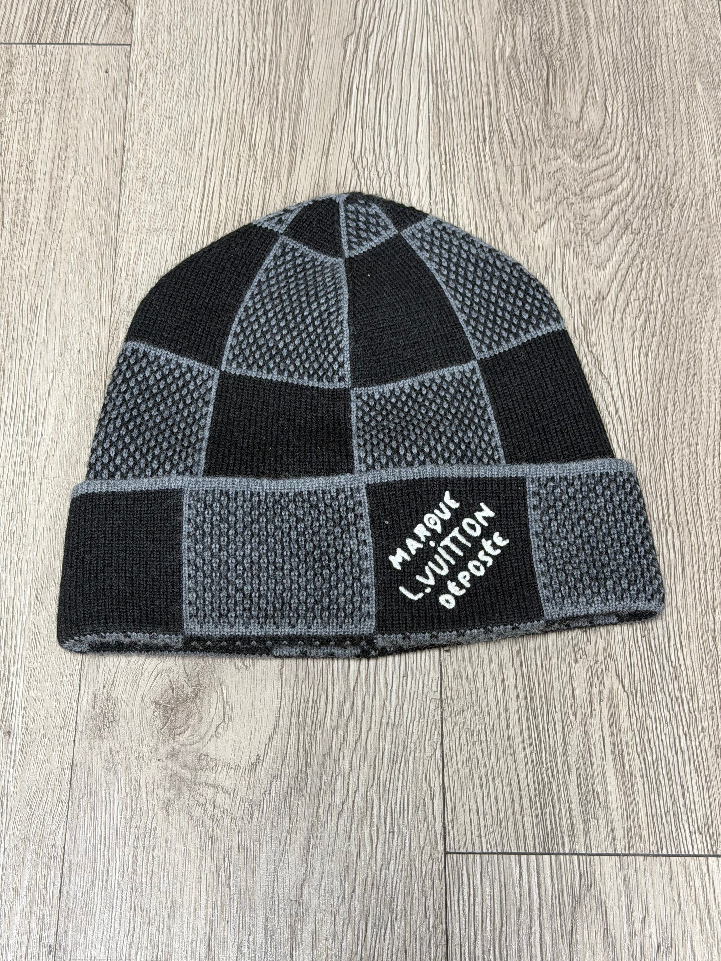 Louis Vuitton Black Marque Damier Beanie