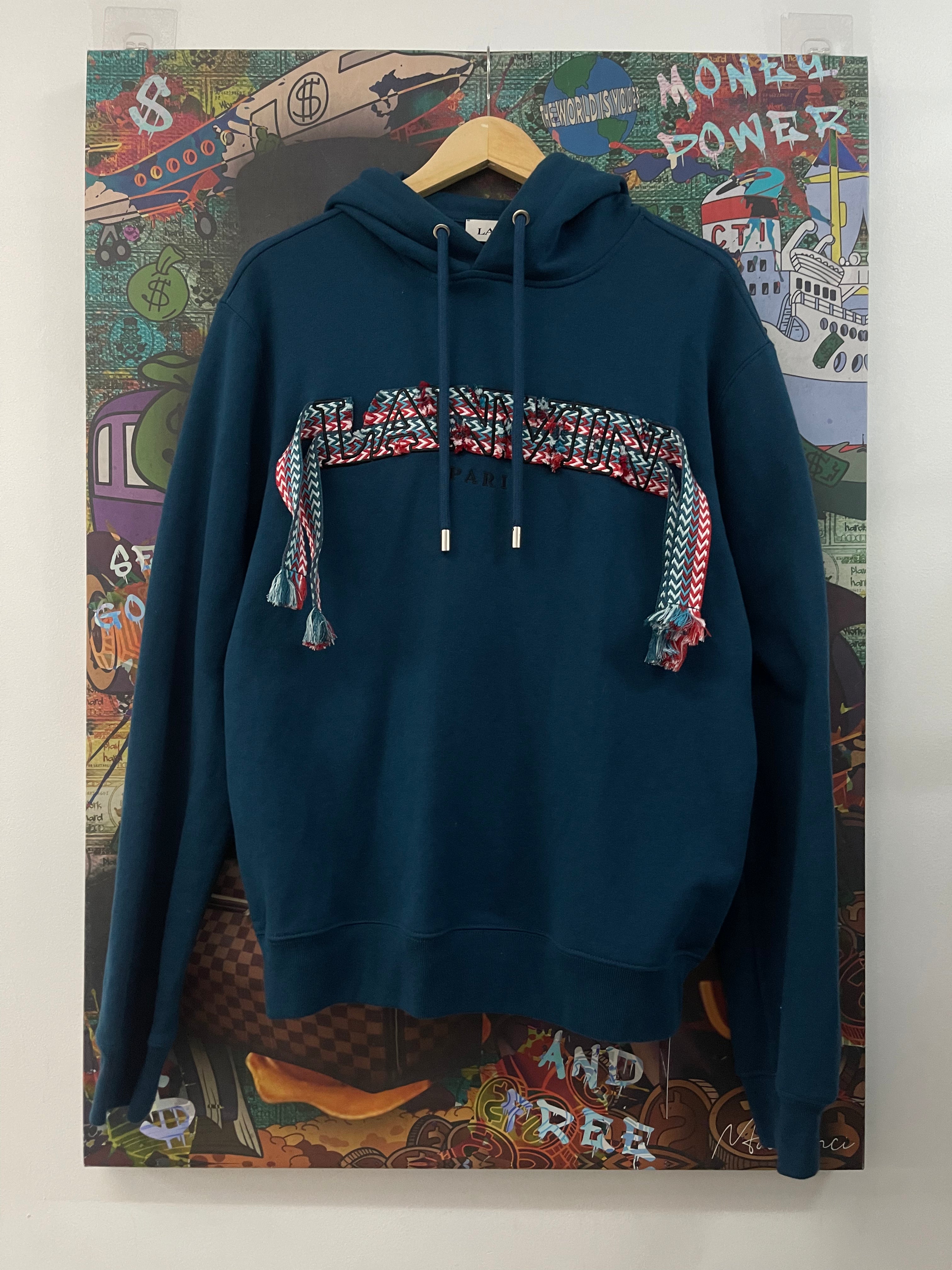 Lanvin Navy Red Lace Hoodie