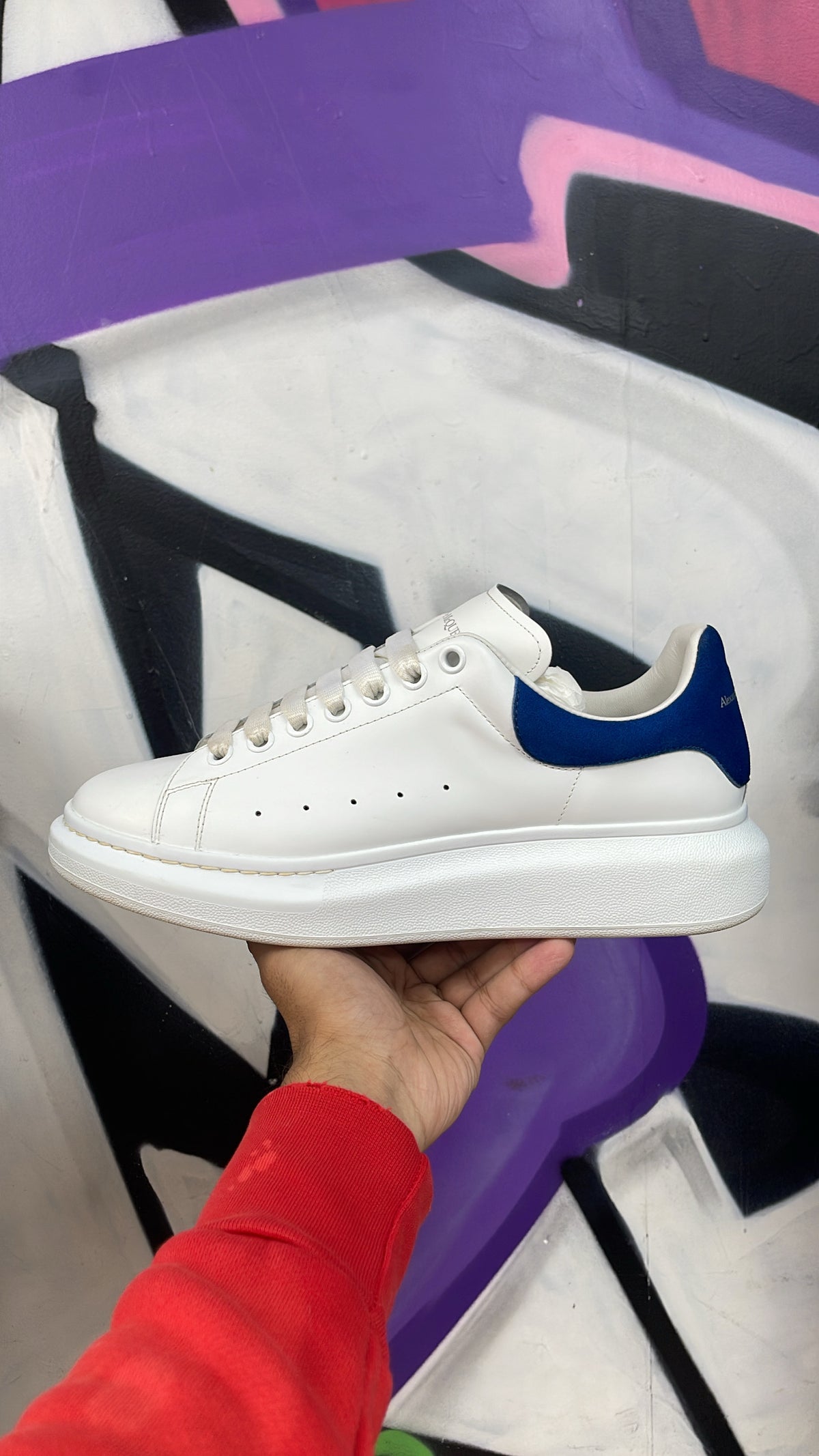Alexander McQueen White Blue Oversized Sneakers