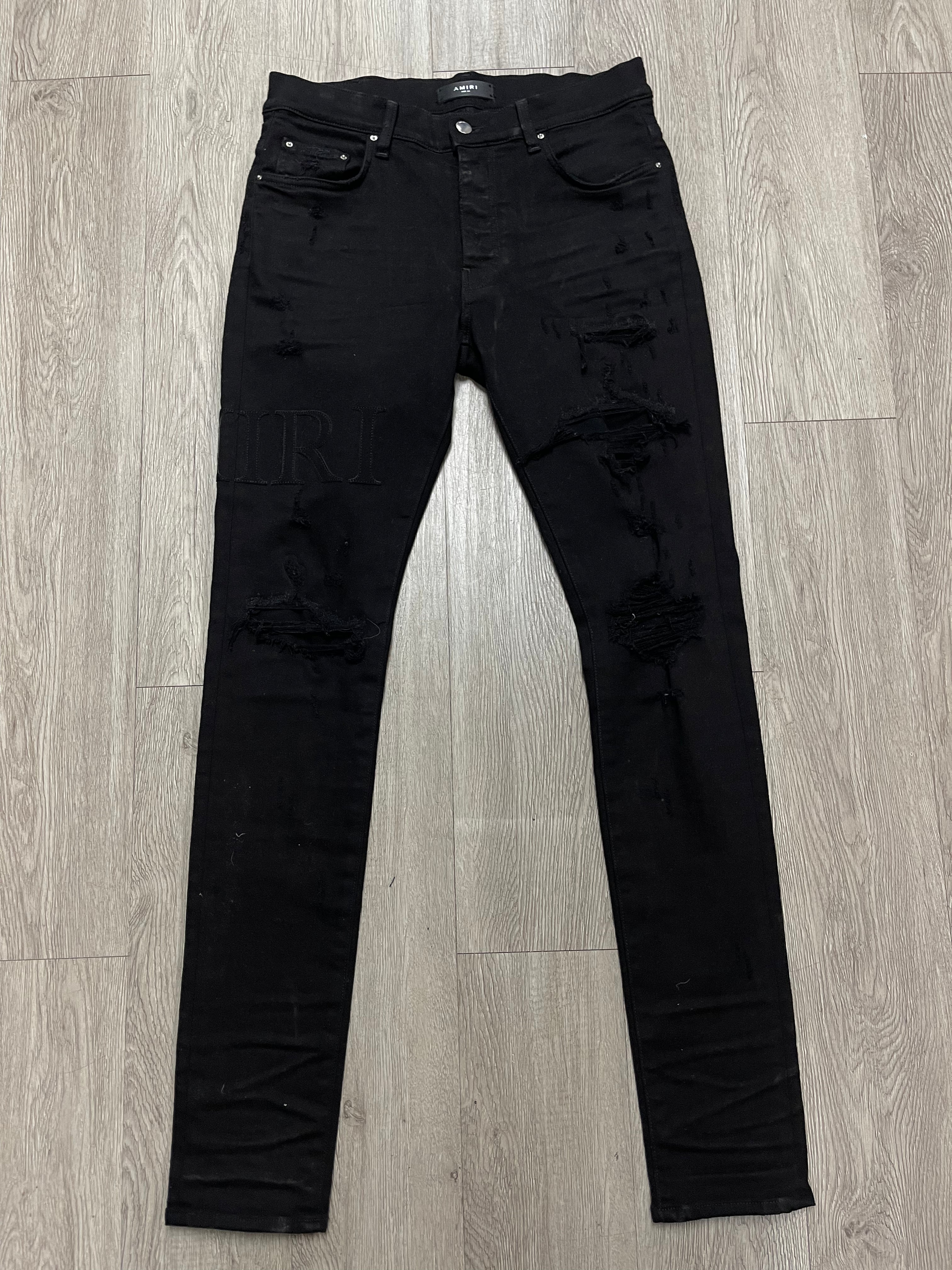 Amiri Black Serif Side Logo Jeans