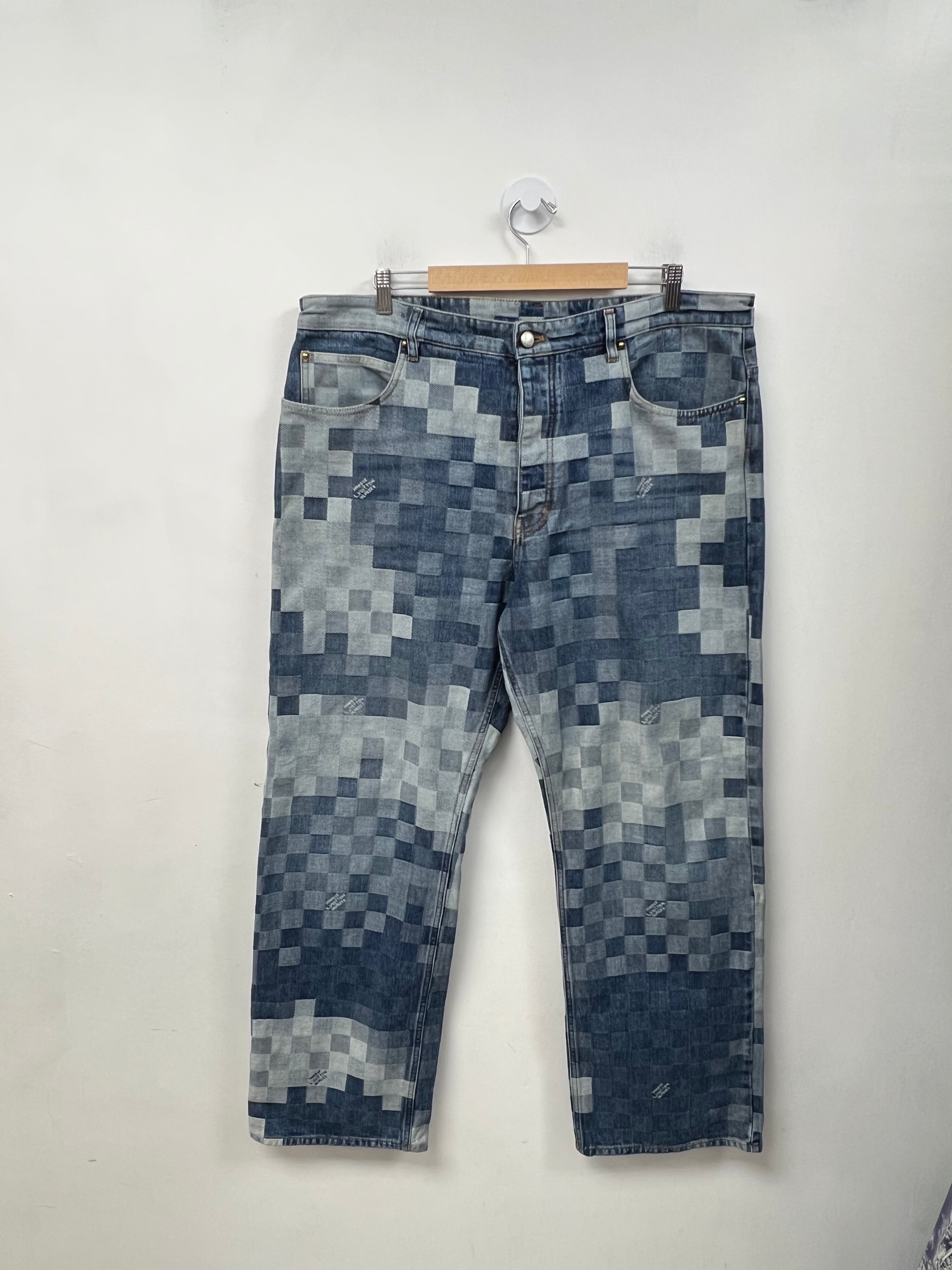 Louis Vuitton Light Wash Damier Marque Jeans