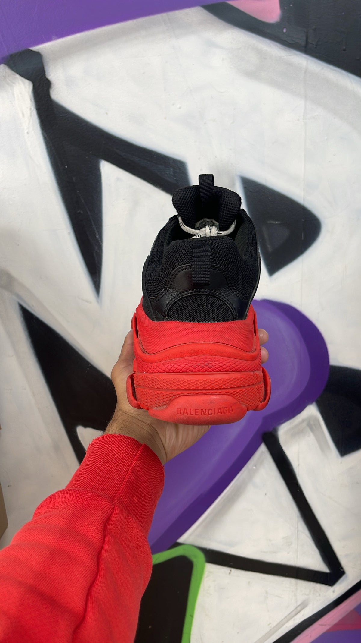 Balenciaga Black Red Triple S Sneakers