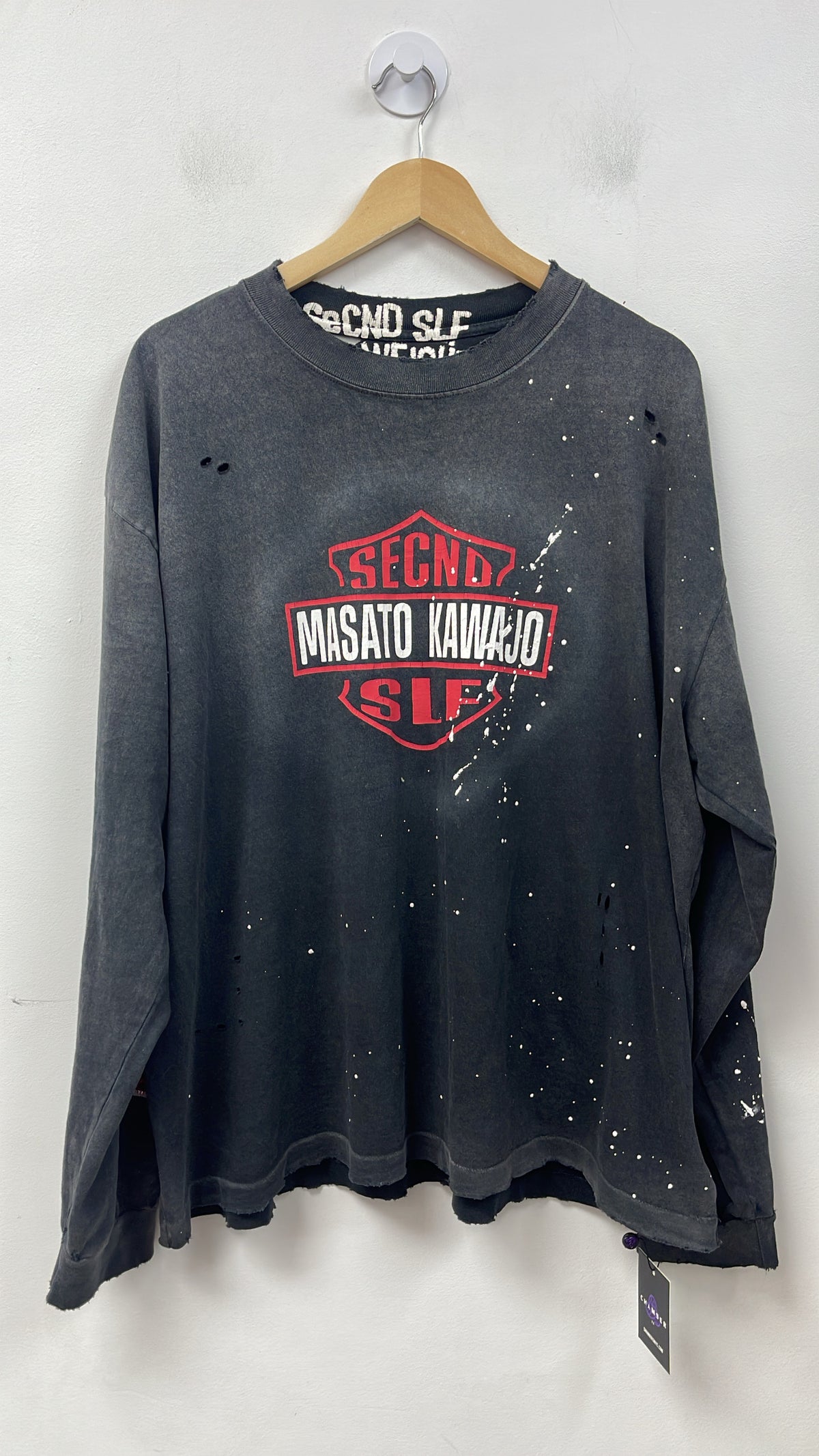 Masato Kwawjo SCNDSLF Black Red Flames Rhinestone Long Sleeve